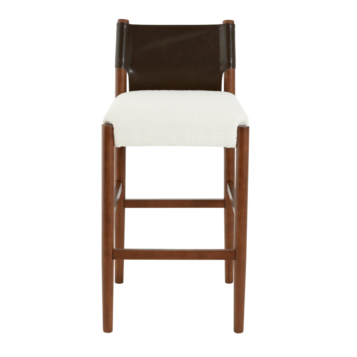 Riesling 28.5" Solid Wood PU Leather Upholstered Bar Stools Set of 2
