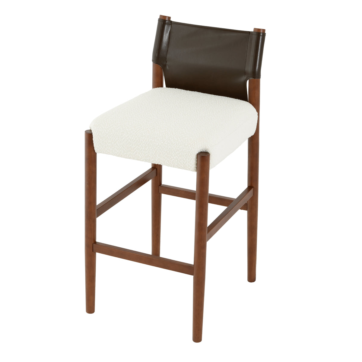 Riesling 28.5" Solid Wood PU Leather Upholstered Bar Stools Set of 2