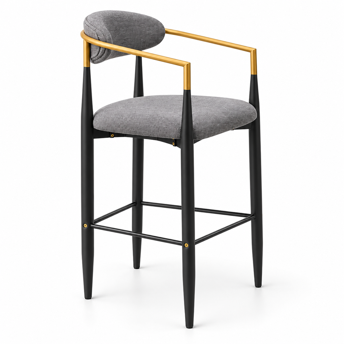 Bandol 30" Linen-Look Bar Height Stools with Arms and Leveling Feet Set of 2