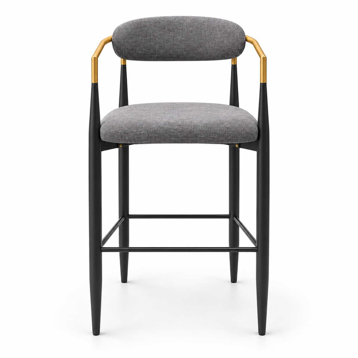 Bandol 30" Linen-Look Bar Height Stools with Arms and Leveling Feet Set of 2