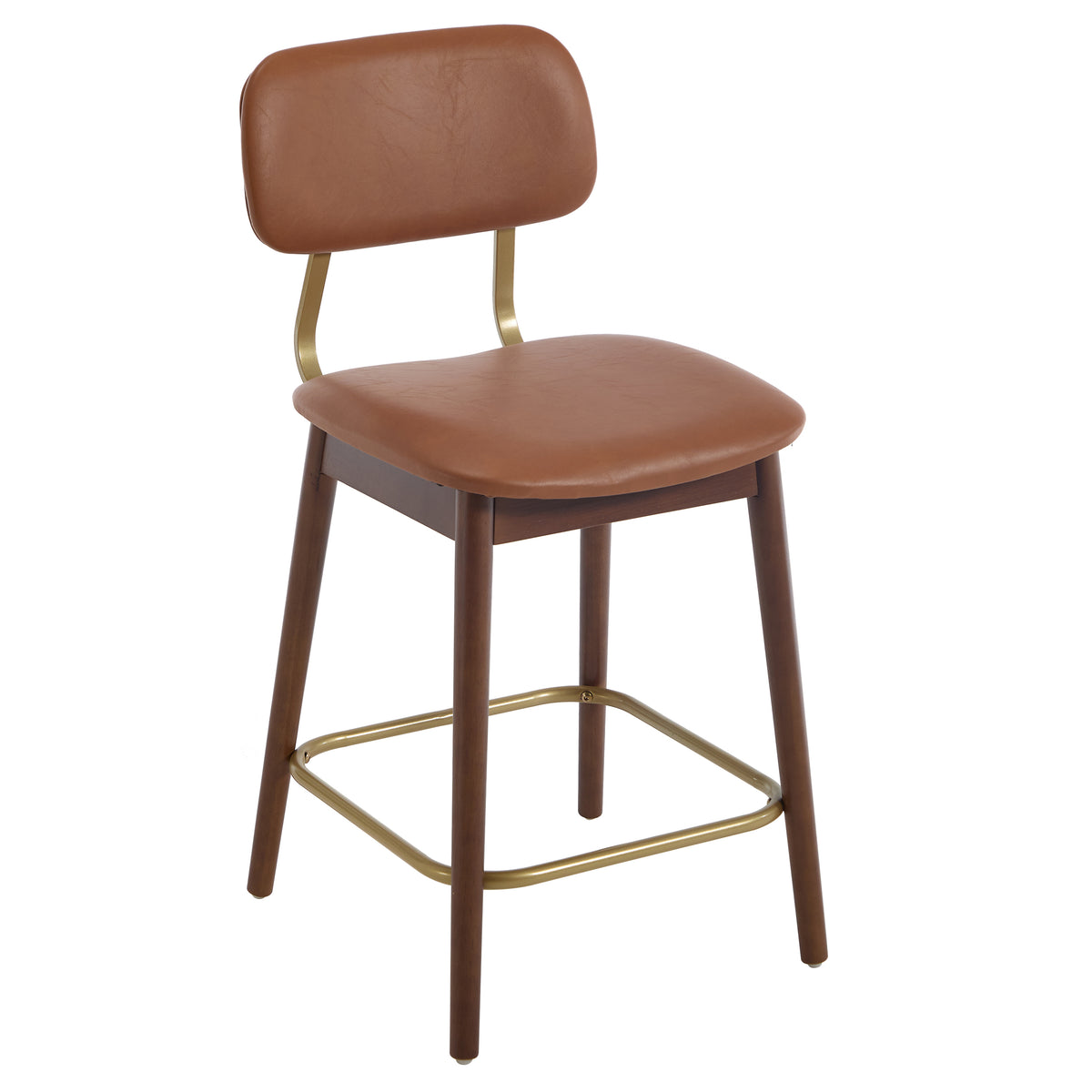Fronsac 26" Upholstered Solid Wood Counter Height Stools with Gold-Tone Footrest Set of 2