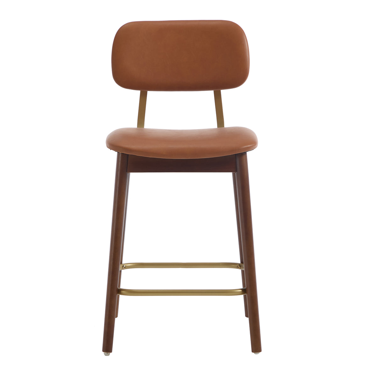 Fronsac 26" Upholstered Solid Wood Counter Height Stools with Gold-Tone Footrest Set of 2