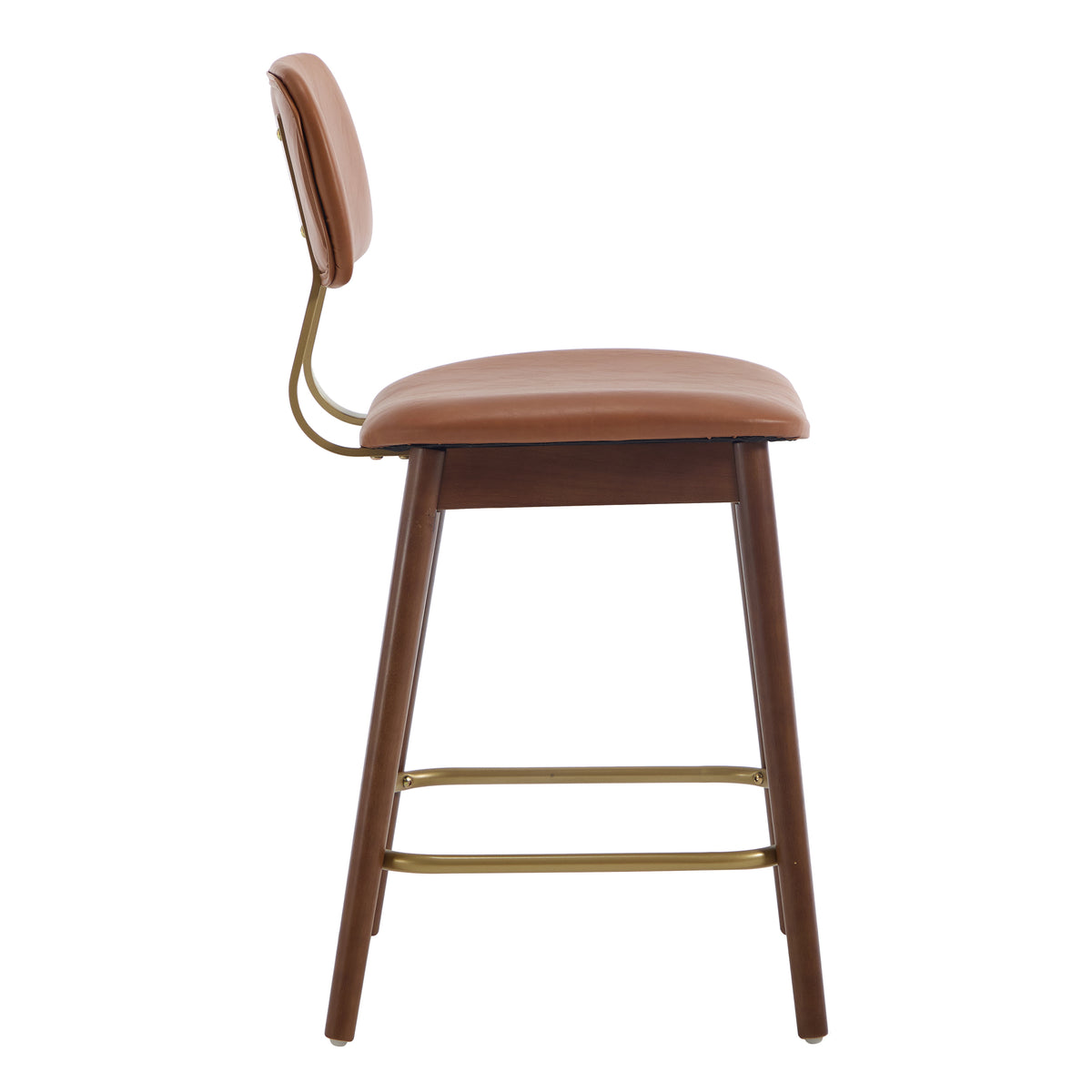 Fronsac 26" Upholstered Solid Wood Counter Height Stools with Gold-Tone Footrest Set of 2