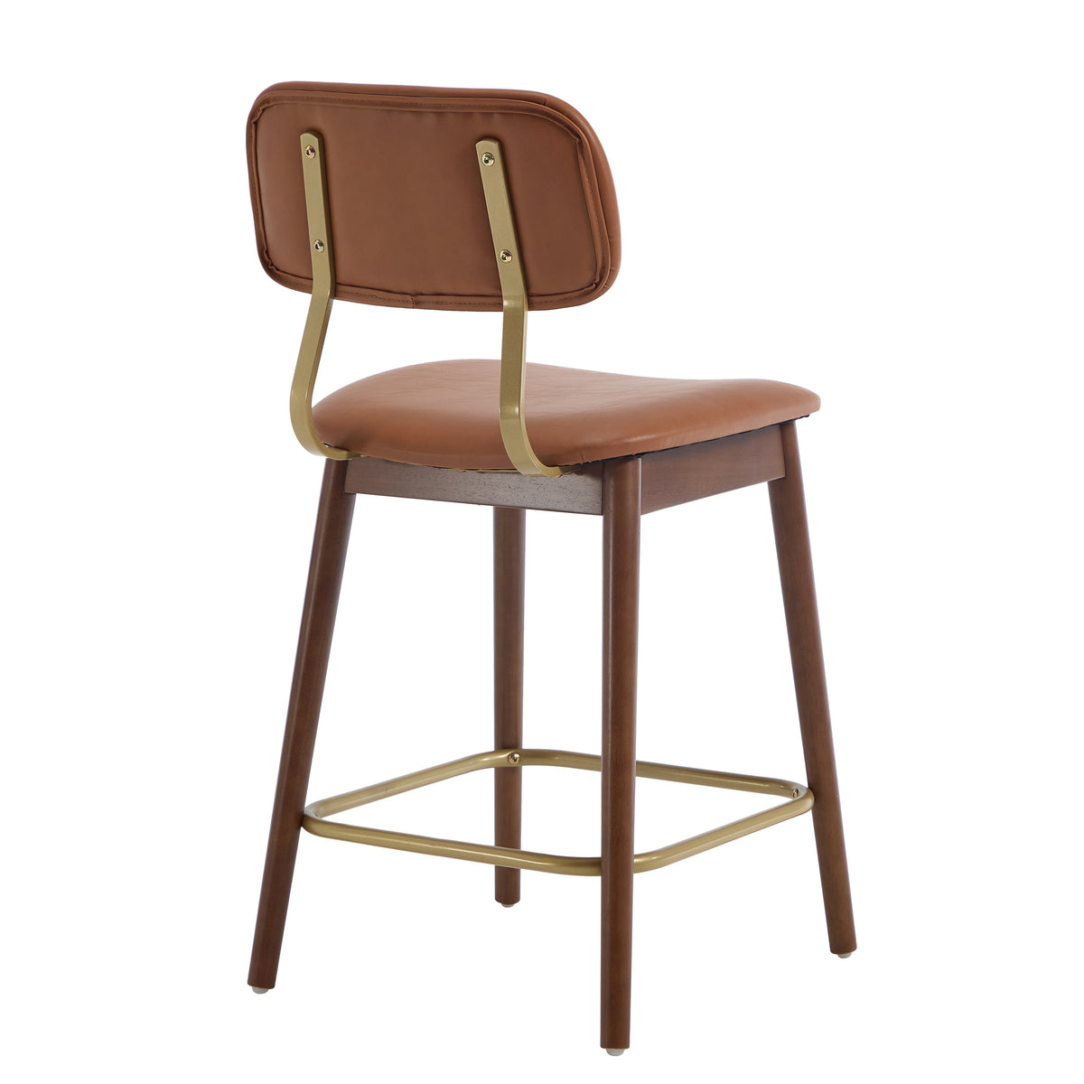 Fronsac 26" Upholstered Solid Wood Counter Height Stools with Gold-Tone Footrest Set of 2