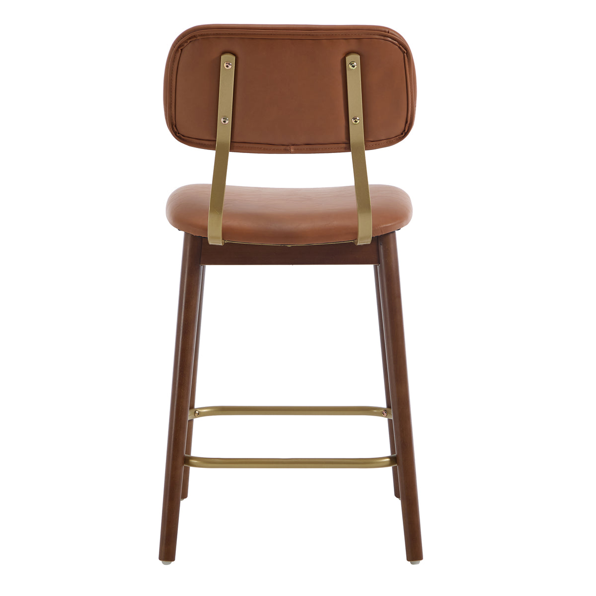 Fronsac 26" Upholstered Solid Wood Counter Height Stools with Gold-Tone Footrest Set of 2