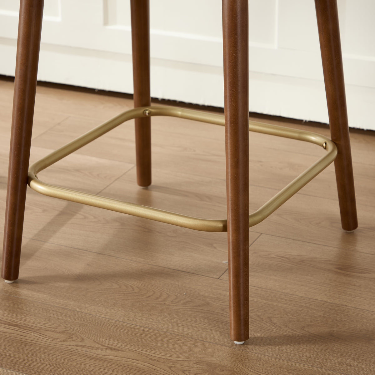 Fronsac 26" Upholstered Solid Wood Counter Height Stools with Gold-Tone Footrest Set of 2