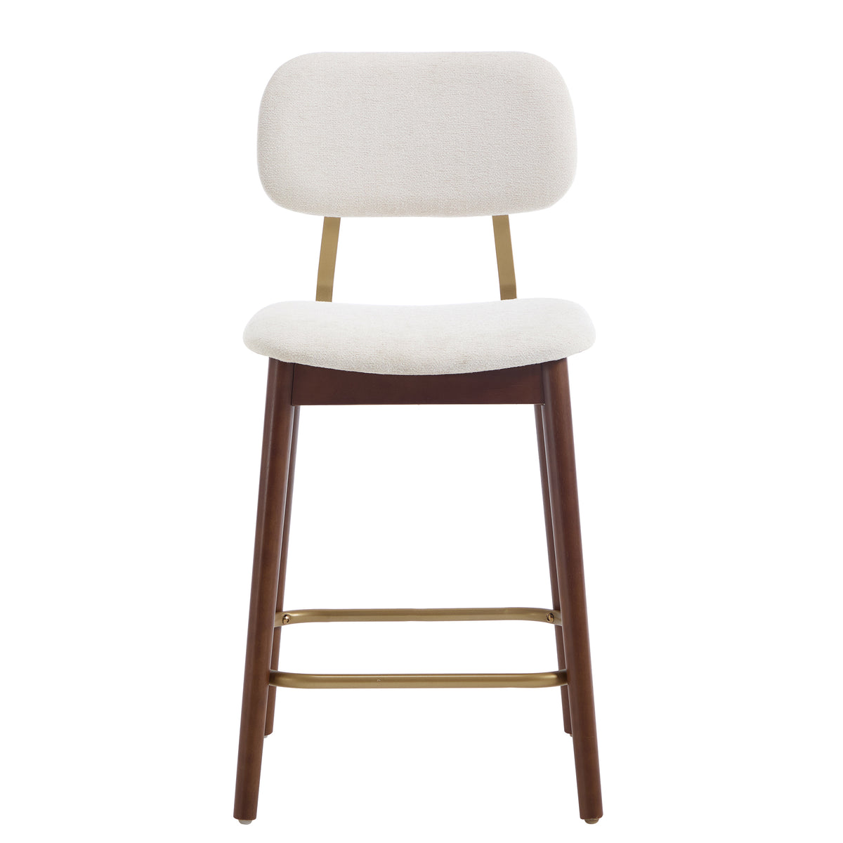 Fronsac 26" Upholstered Solid Wood Counter Height Stools with Gold-Tone Footrest Set of 2