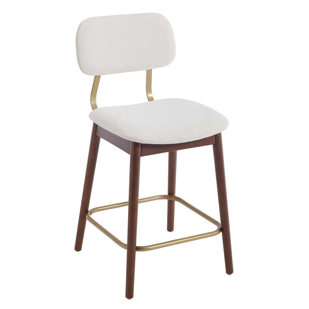 Fronsac 26" Upholstered Solid Wood Counter Height Stools with Gold-Tone Footrest Set of 2