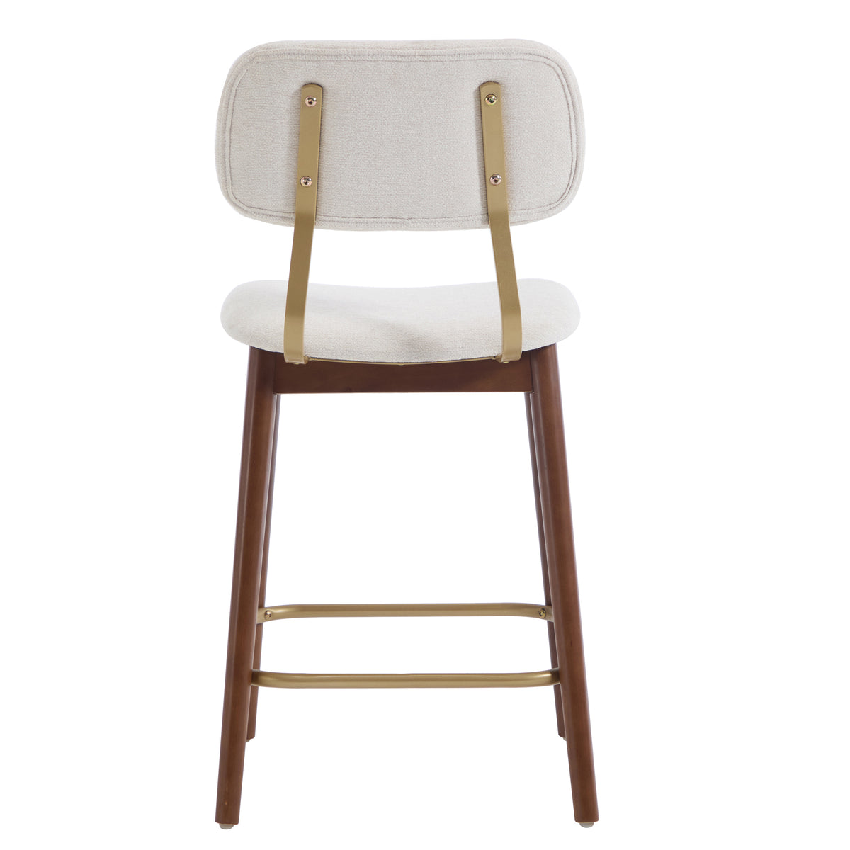 Fronsac 26" Upholstered Solid Wood Counter Height Stools with Gold-Tone Footrest Set of 2