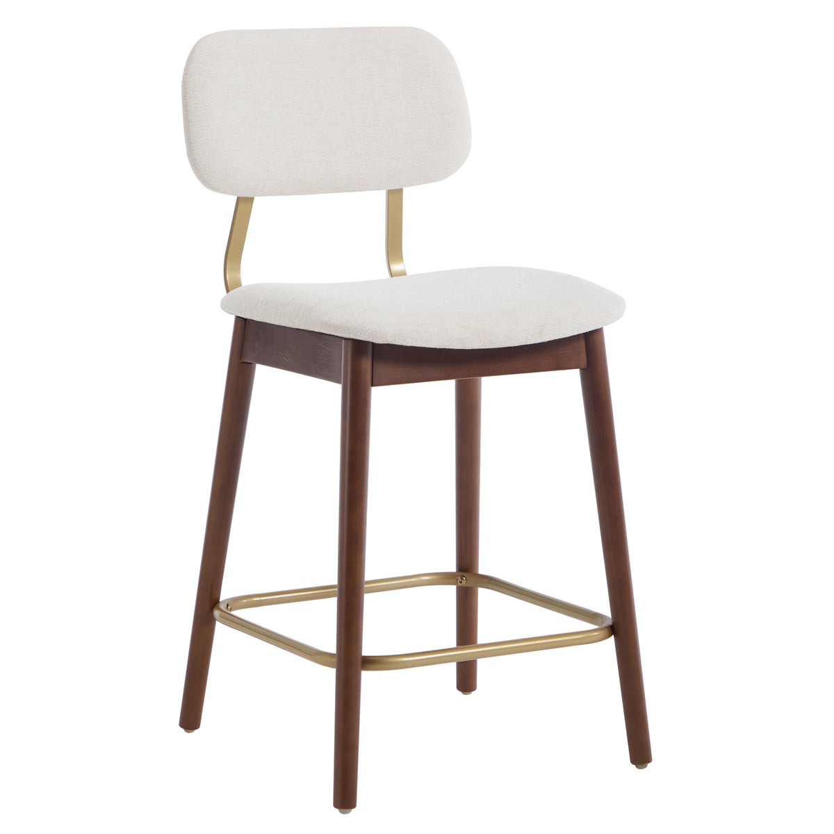 Fronsac 26" Upholstered Solid Wood Counter Height Stools with Gold-Tone Footrest Set of 2