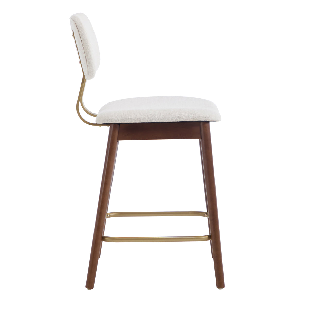 Fronsac 26" Upholstered Solid Wood Counter Height Stools with Gold-Tone Footrest Set of 2