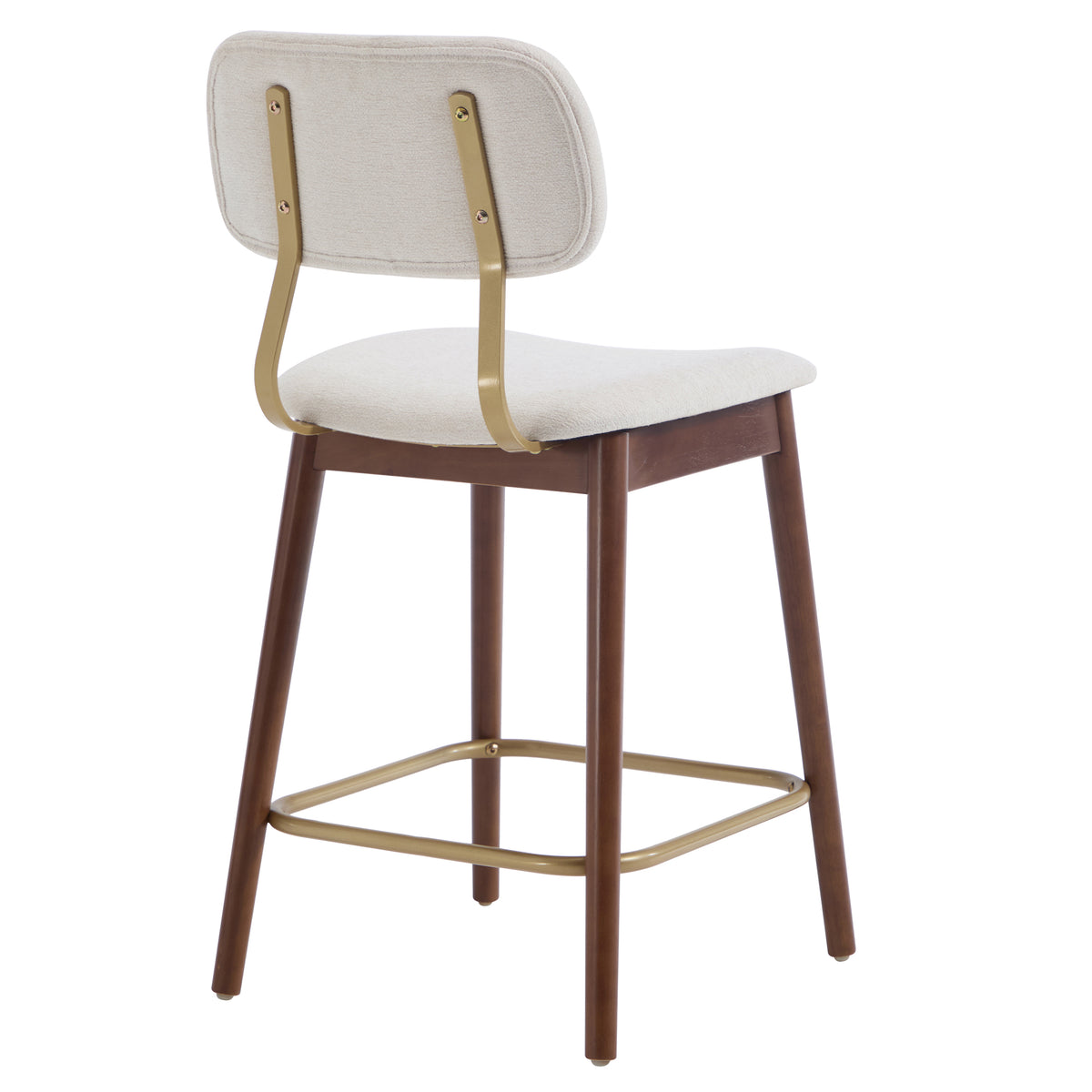 Fronsac 26" Upholstered Solid Wood Counter Height Stools with Gold-Tone Footrest Set of 2