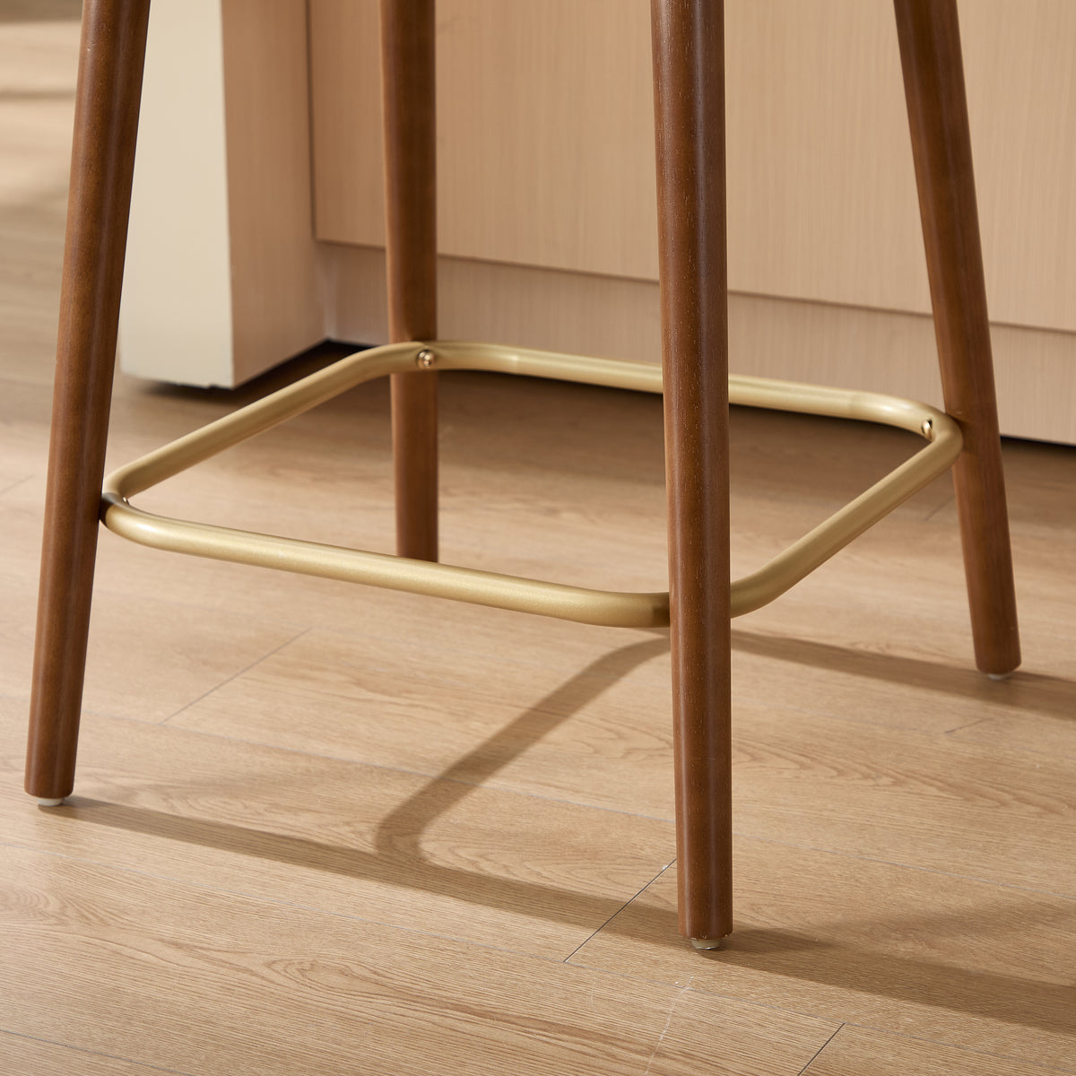 Fronsac 26" Upholstered Solid Wood Counter Height Stools with Gold-Tone Footrest Set of 2