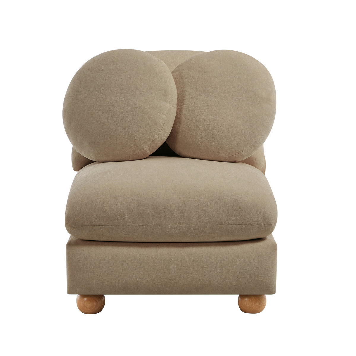 Montclair Cloud Armless Chenille Modular Sofa Add-On Seat with Round Bolster Pillows