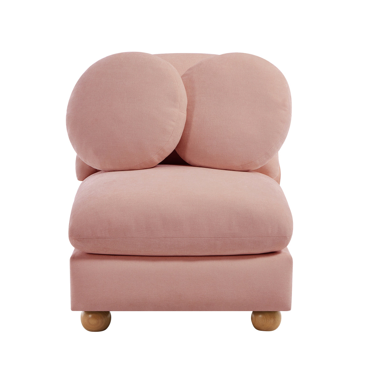 Montclair Cloud Armless Chenille Modular Sofa Add-On Seat with Round Bolster Pillows