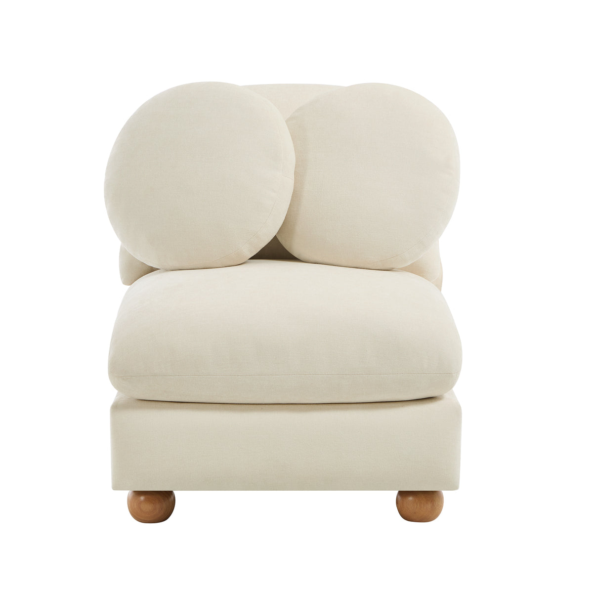 Montclair Cloud Armless Chenille Modular Sofa Add-On Seat with Round Bolster Pillows