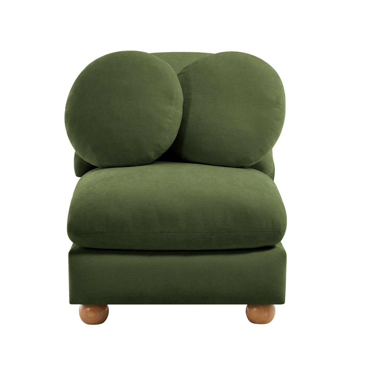 Montclair Cloud Armless Chenille Modular Sofa Add-On Seat with Round Bolster Pillows