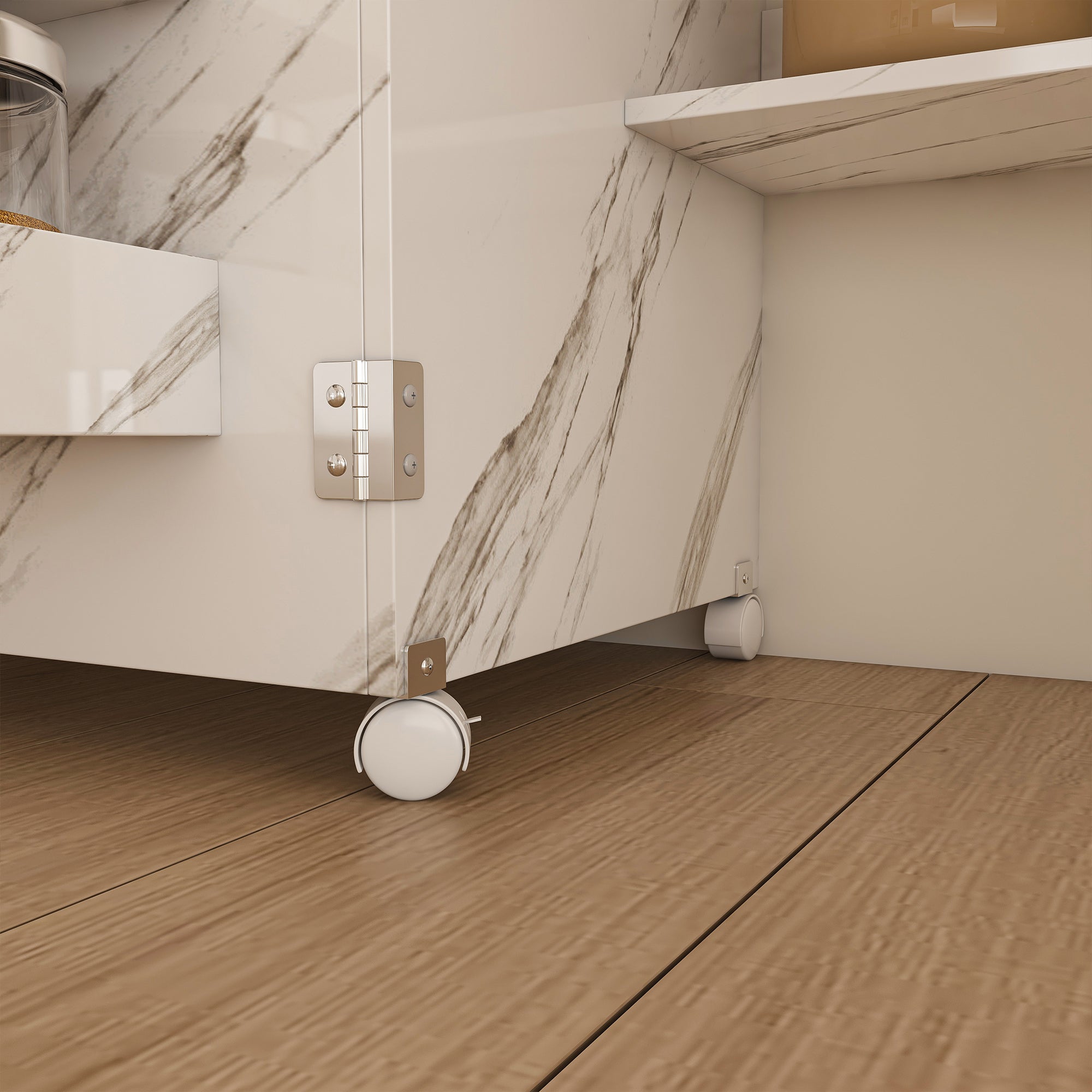 Homy Casa Nora 4 in 1 Folding Sewing Table Craft Desk and Storage Cabinet with Lockable Wheels