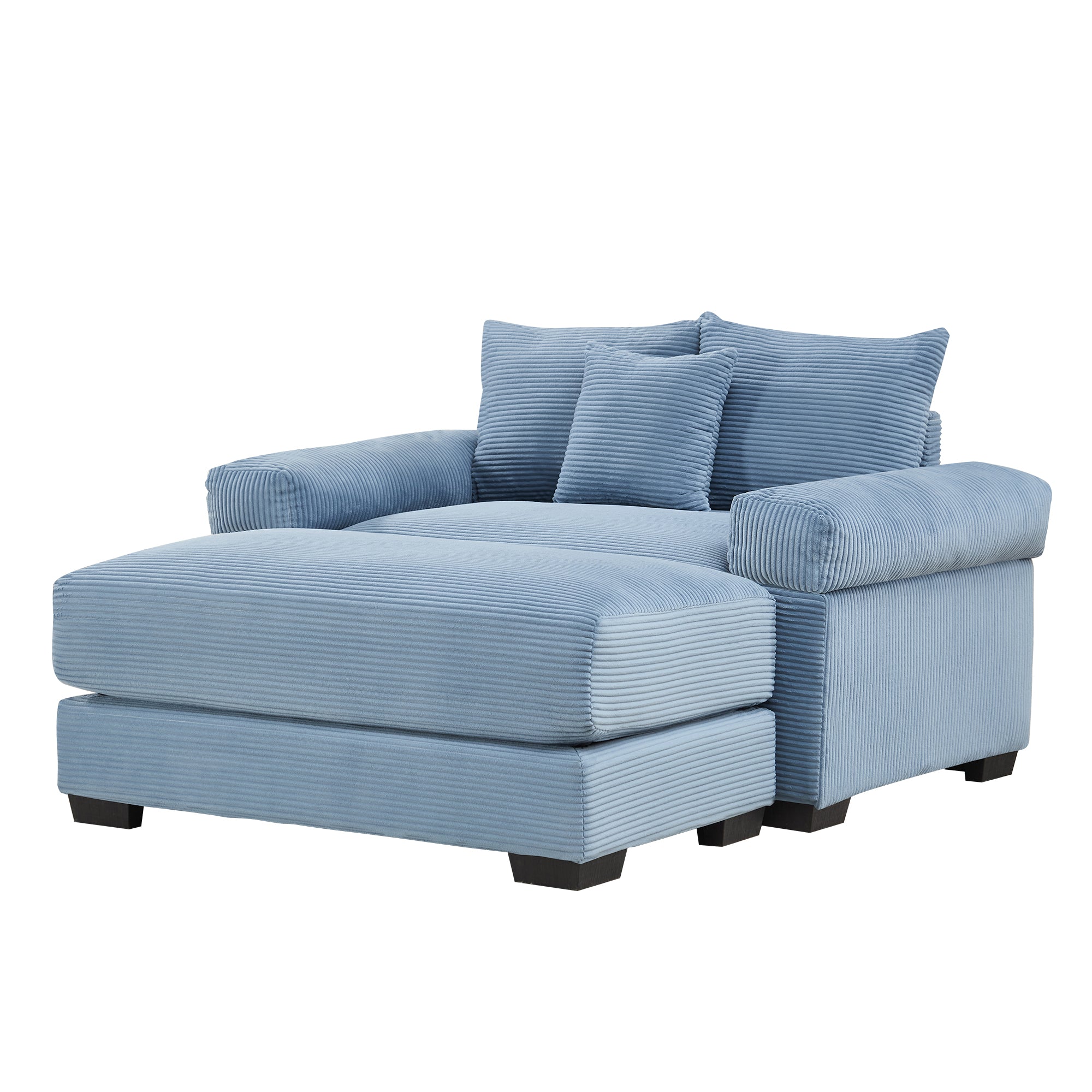 Albany 54" 2 Piece Corduroy Armchair Accent Chair with Ottoman and Extra-Thick Armrests