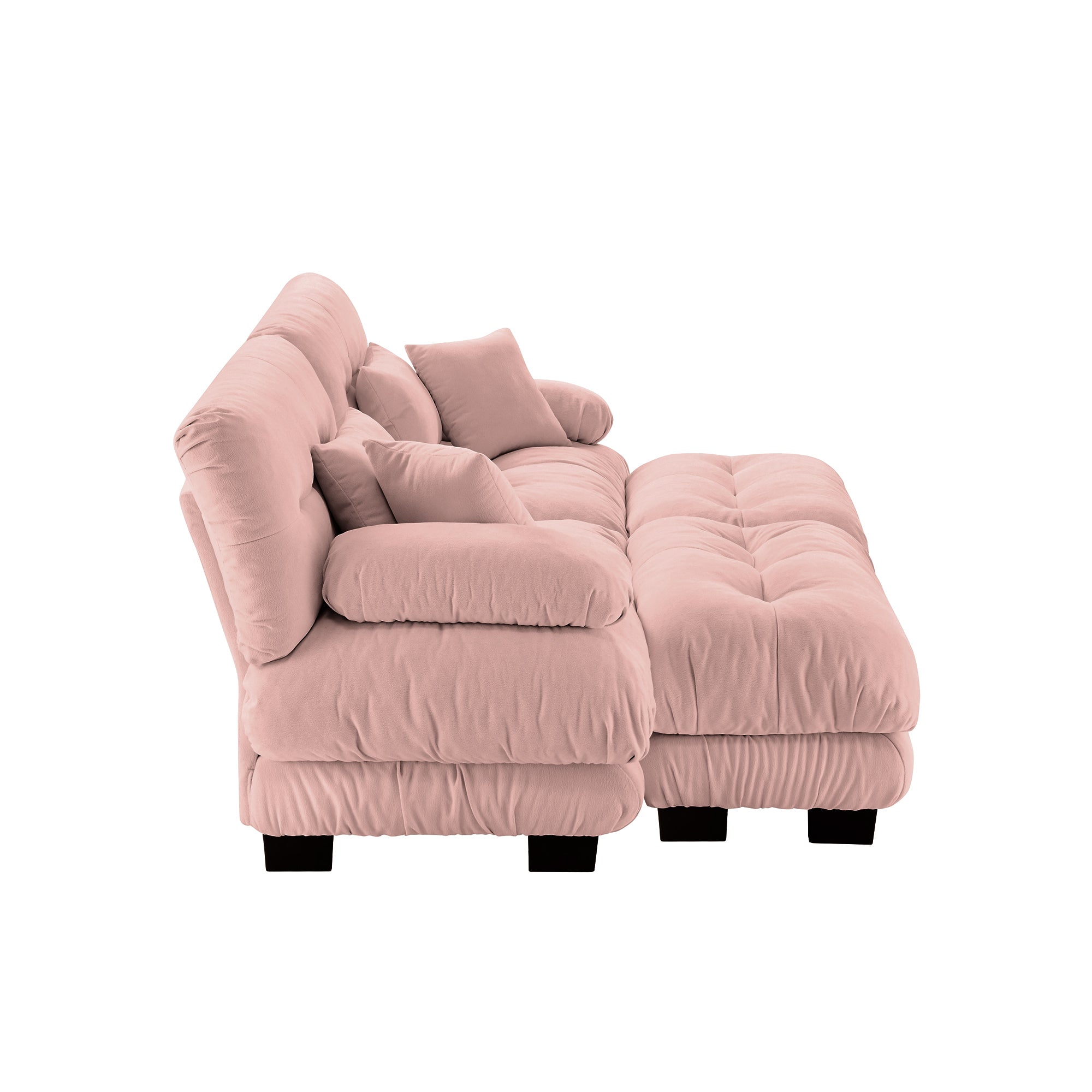 Monterey 94" Modular Chenille Cloud Sofa with 2 Ottomans and Bolstered Armrests