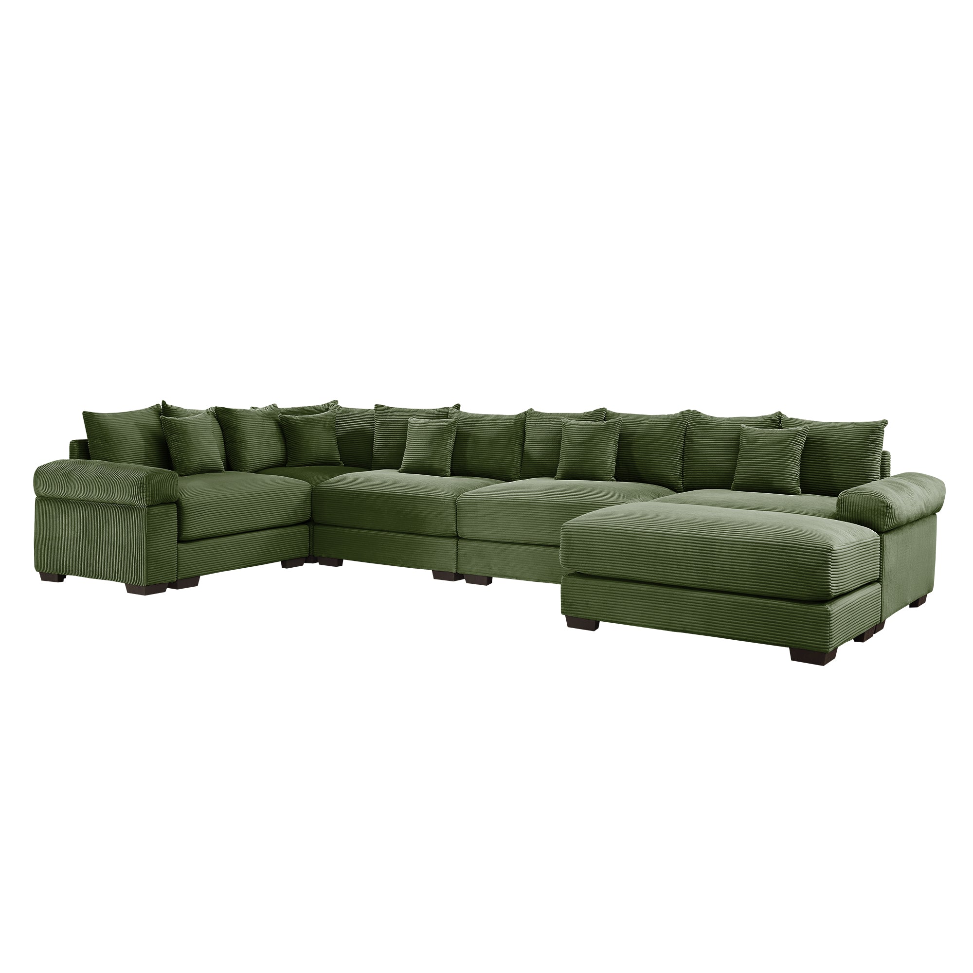 Albany 155" Modular Corduroy Oversized Cloud U-Shaped Sectional Sofa with Ottoman