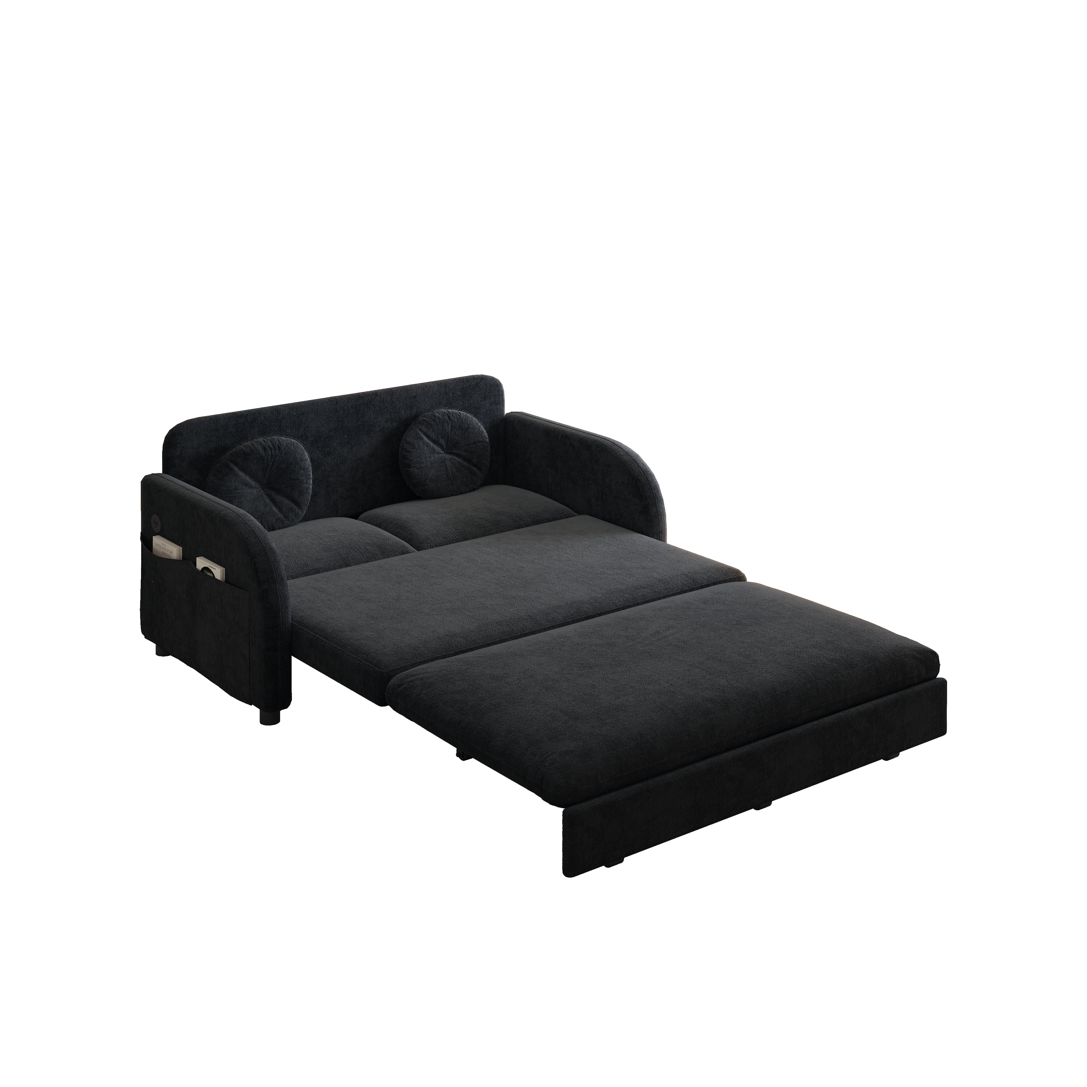 Layton 52" Upholstered Pull-Out Sleeper Sofa with Side Pocket and USB Port