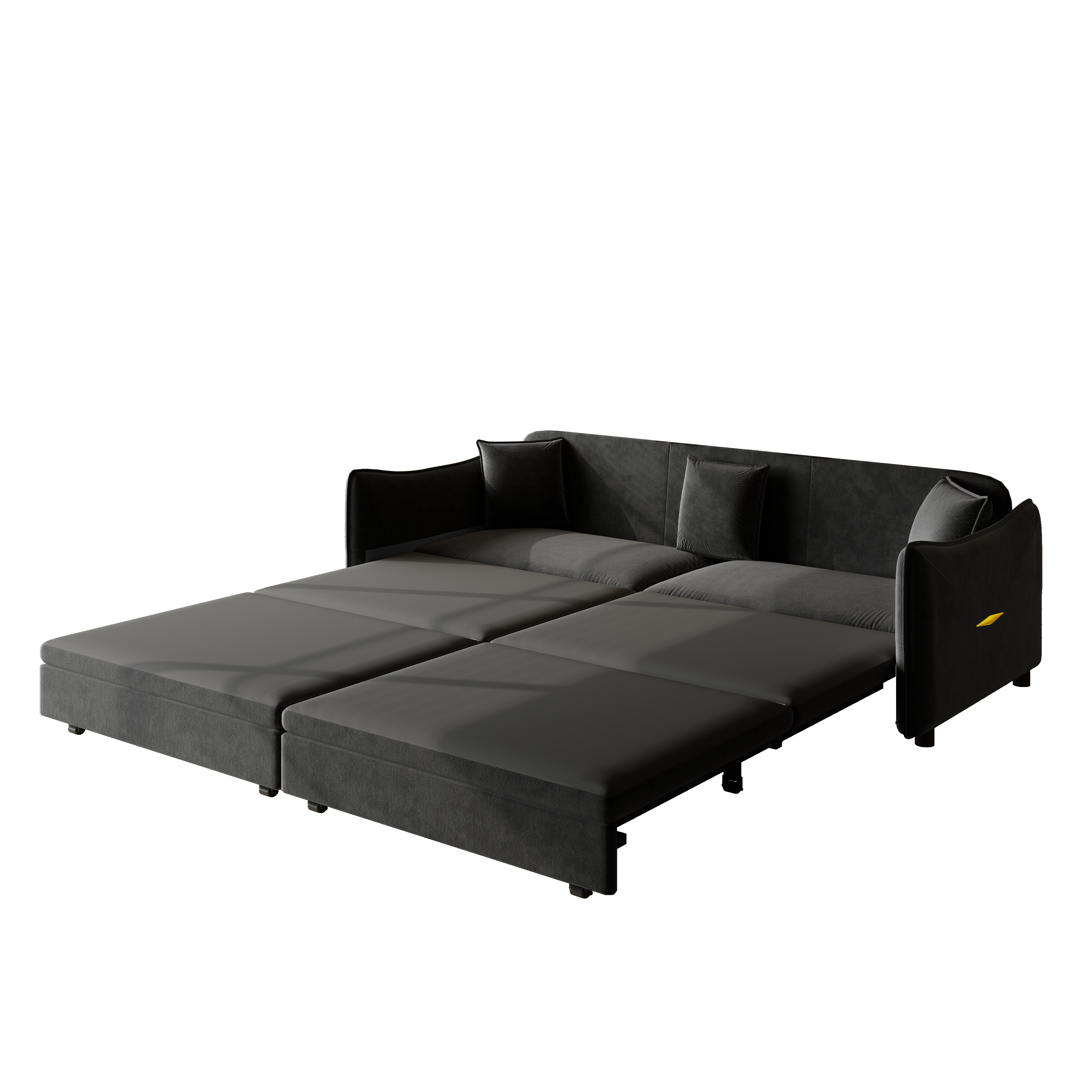 Hesperia 82" Modular Velvet 3-in-1 Convertible Sofa Bed with Pillows