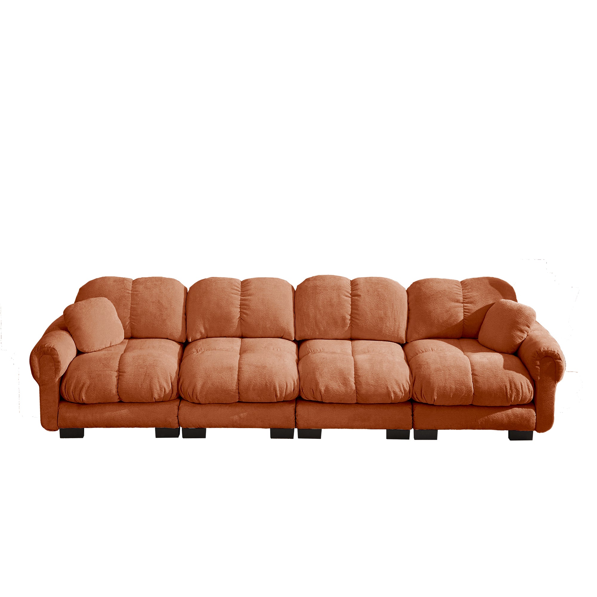 Fairmont 132" 4-Seater Quilted Chenille Modular Sofa with Throw Pillows