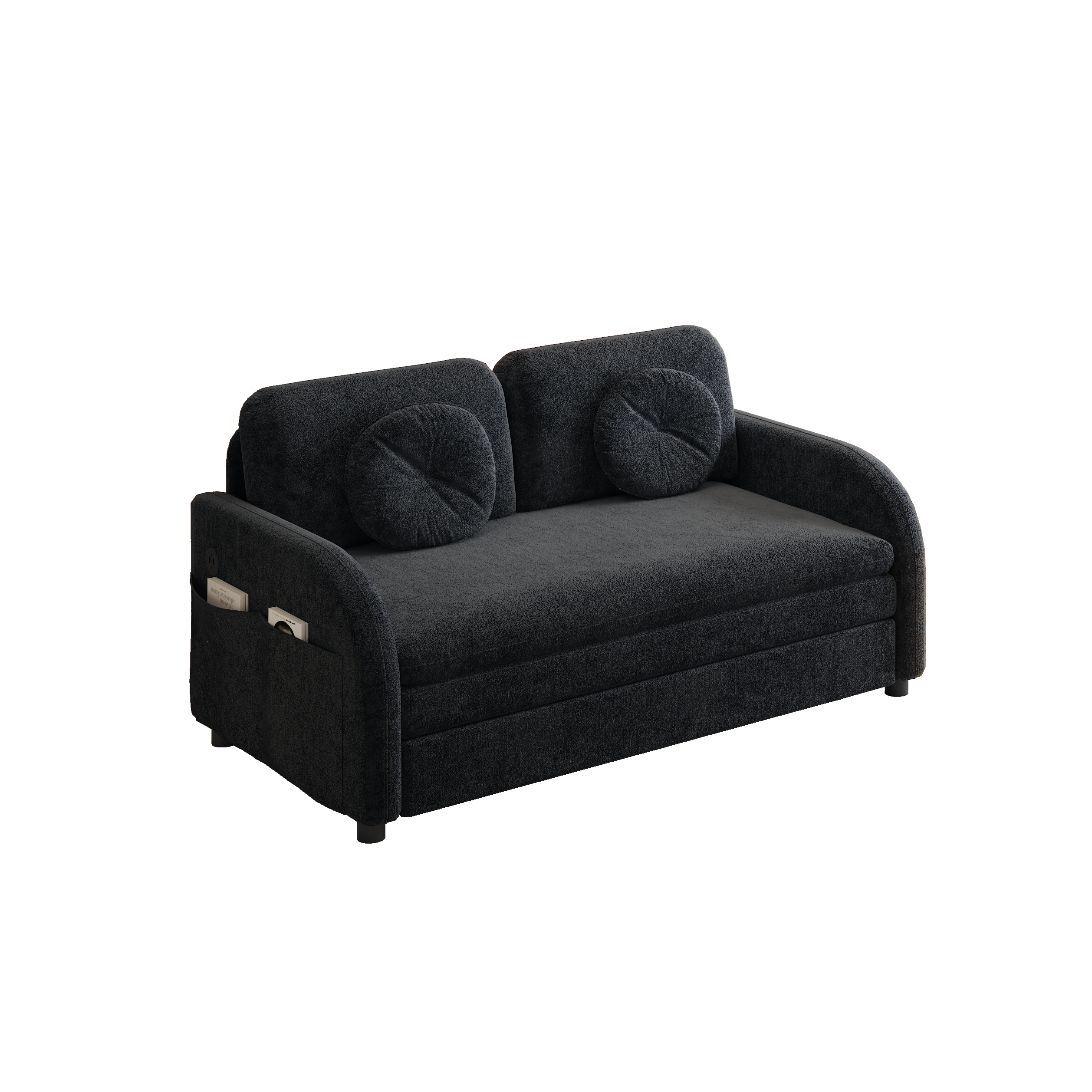 Layton 52" Upholstered Pull-Out Sleeper Sofa with Side Pocket and USB Port