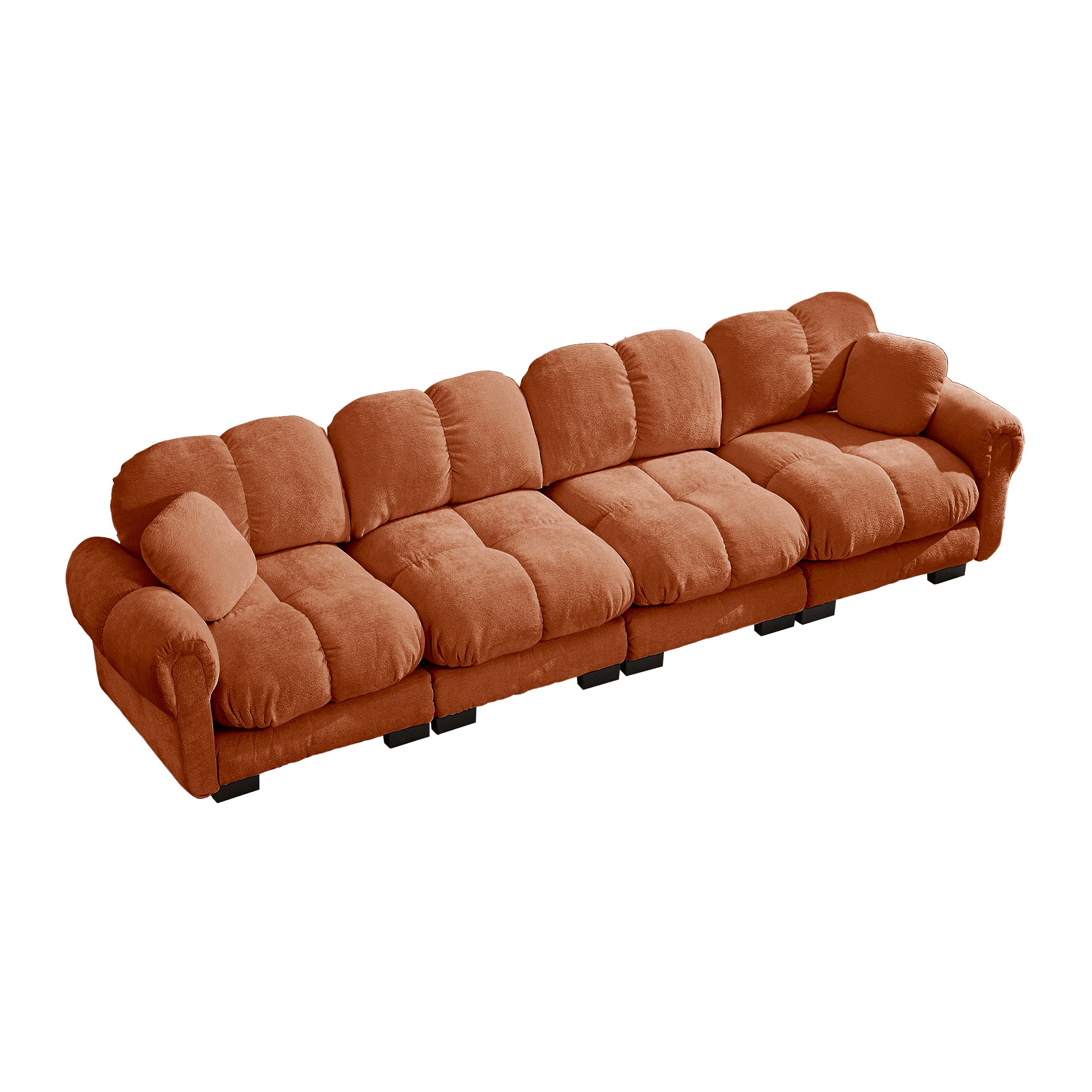 Fairmont 132" 4-Seater Quilted Chenille Modular Sofa with Throw Pillows