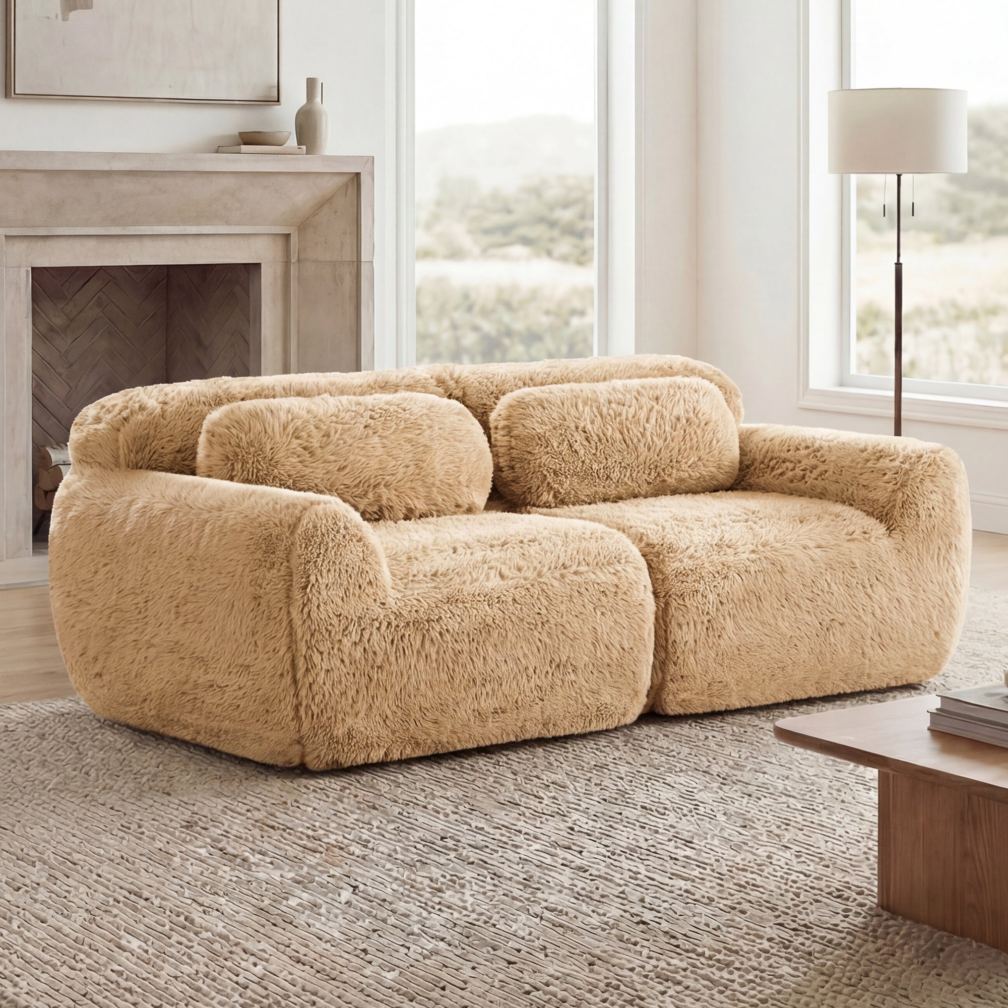 Durham 80" Modular Plush Cloud Loveseat Sofa with Pillows