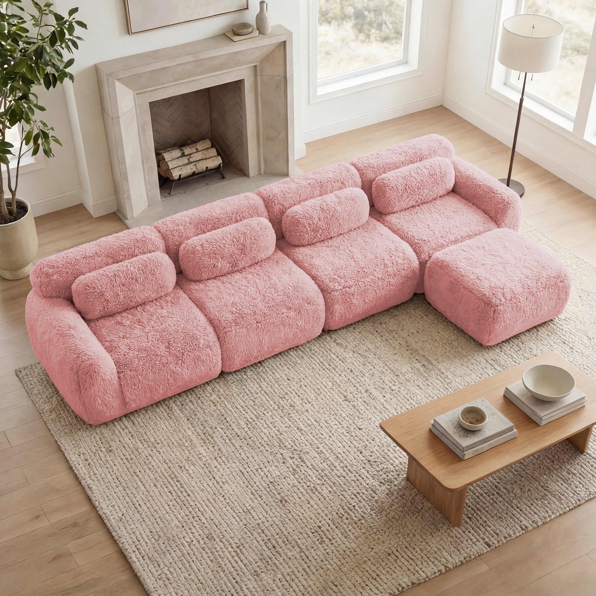 Durham 149" Modular Plush L-Shaped Sectional Sofa with High-Density Sponge