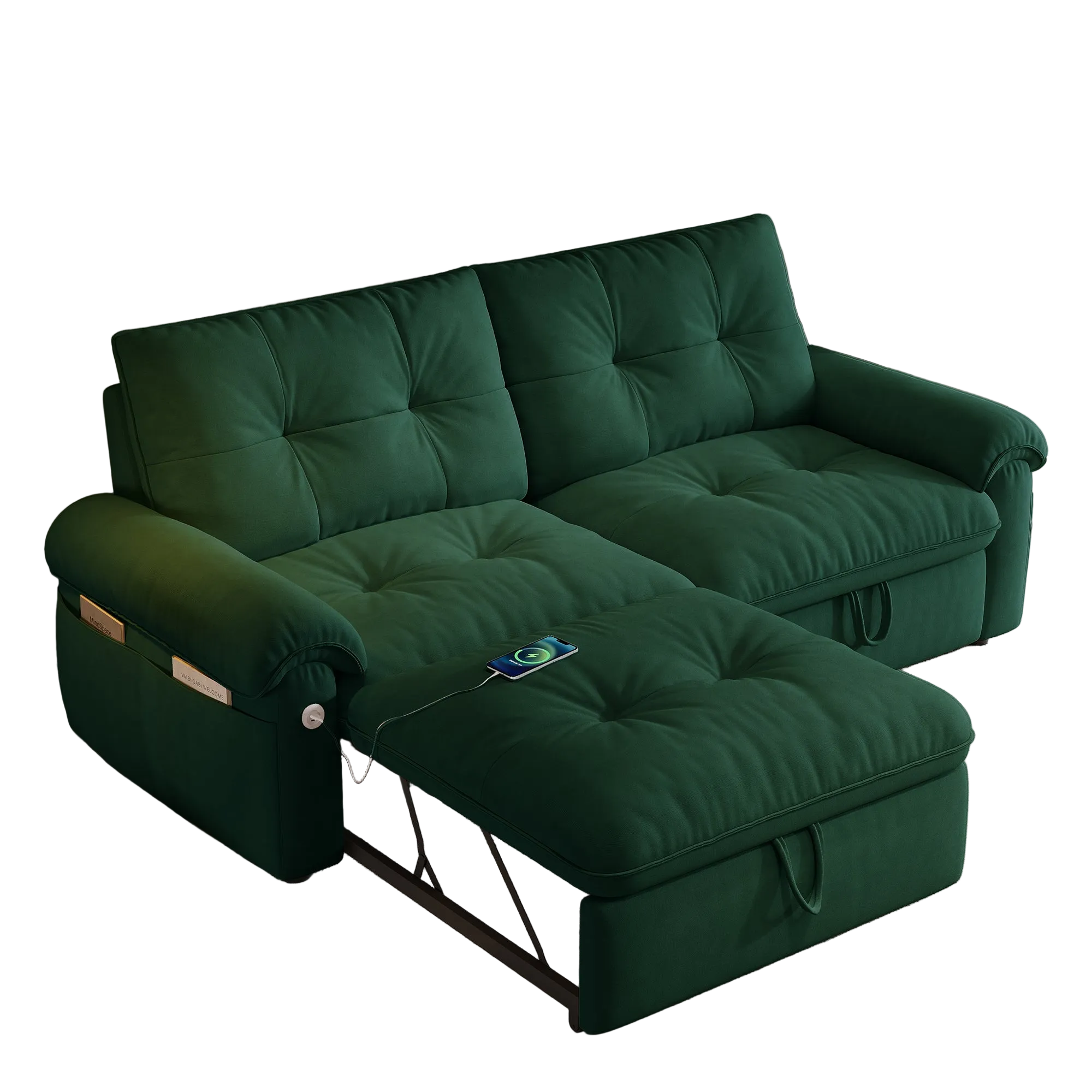 Hillcrest 77" Convertible Sofa Bed with Adjustable Backrest and Side Pockets