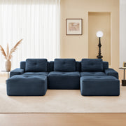 Racine 117" Modular Corduroy Fabric U-Shaped Sectional Sofa with Deep Seat and Movable Ottoman