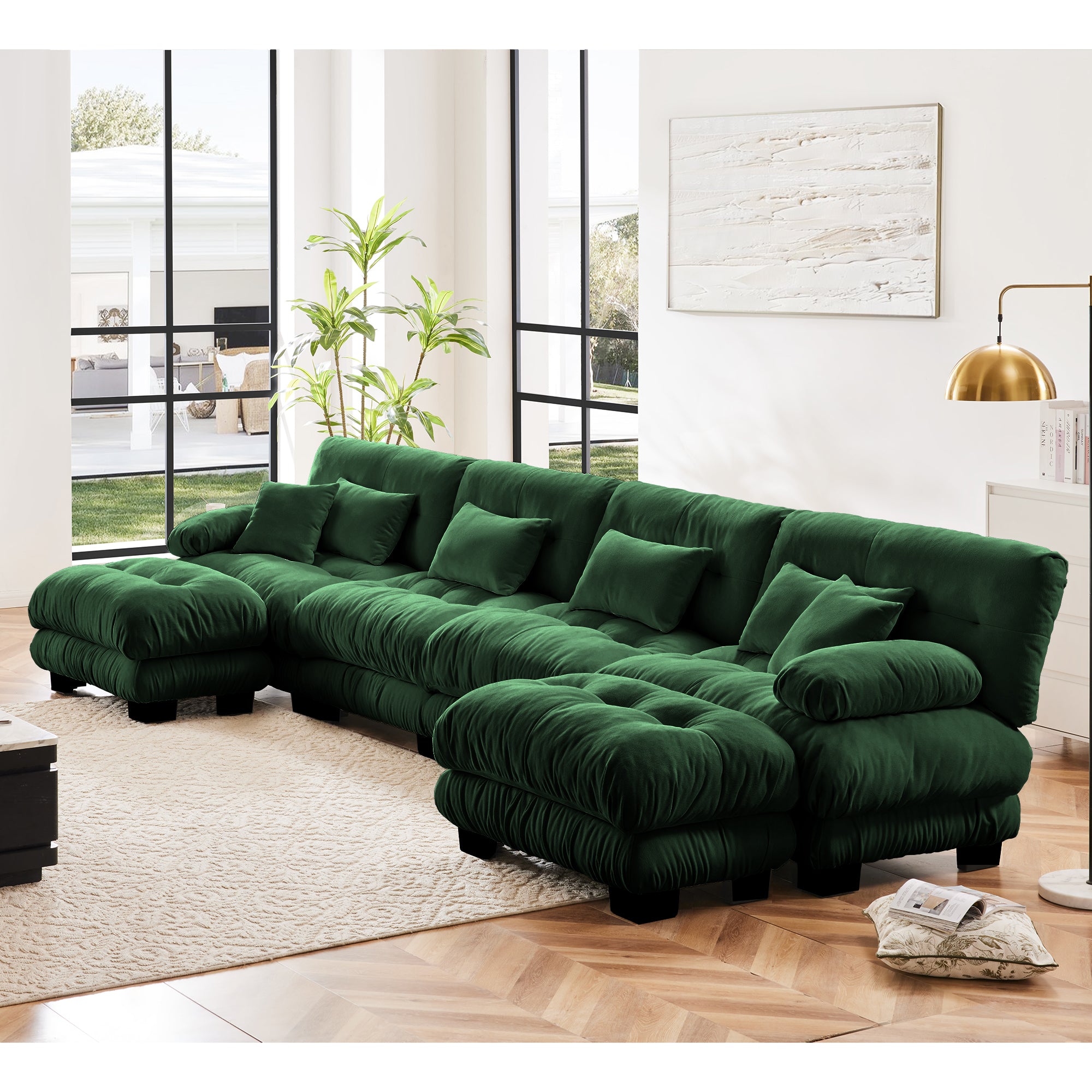 Monterey 173" Oversized Modular Chenille U-Shaped Cloud Sectional Sofa with 2 Ottomans