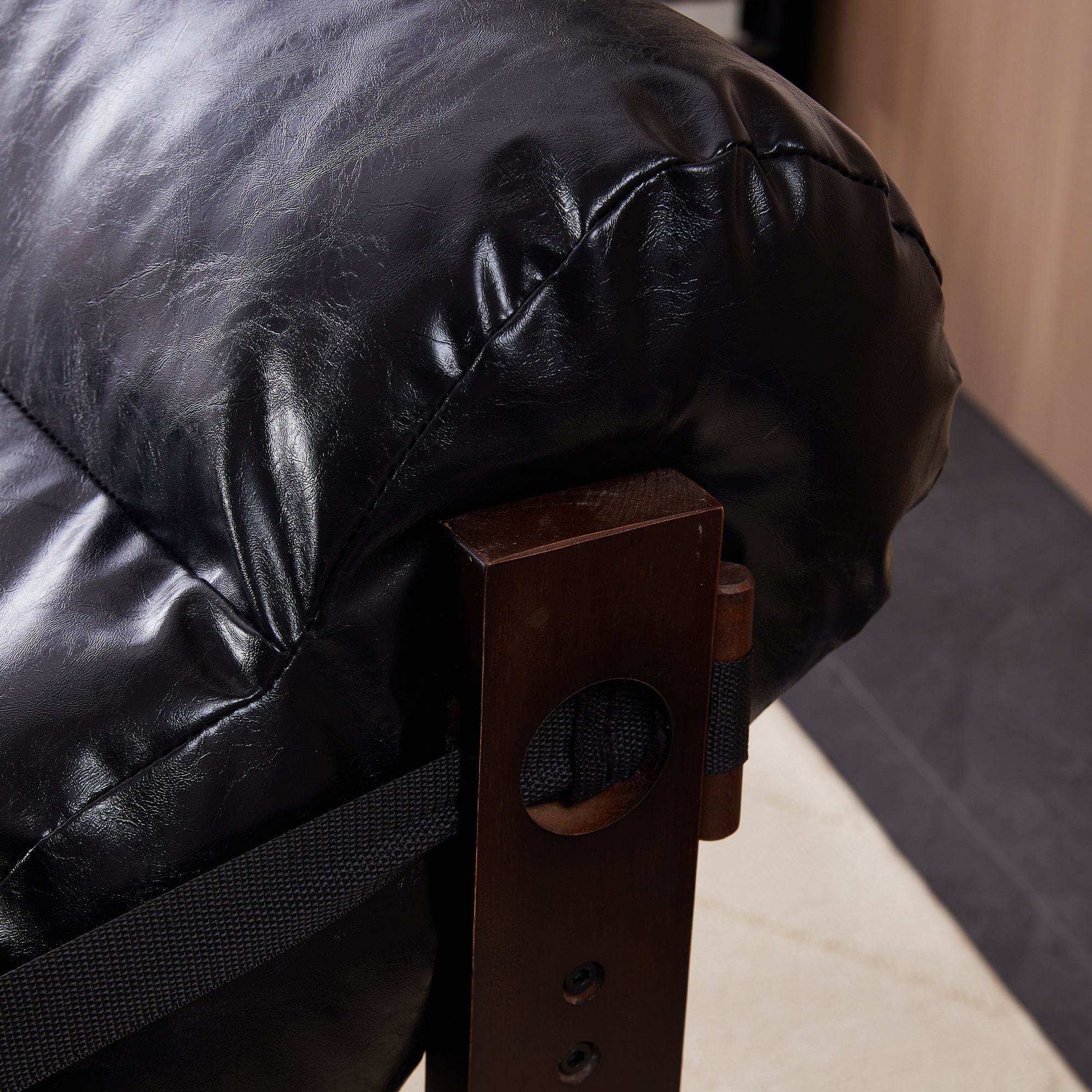 Ravena Modern Vintage Leather Lounge Chair with Removable Armrests