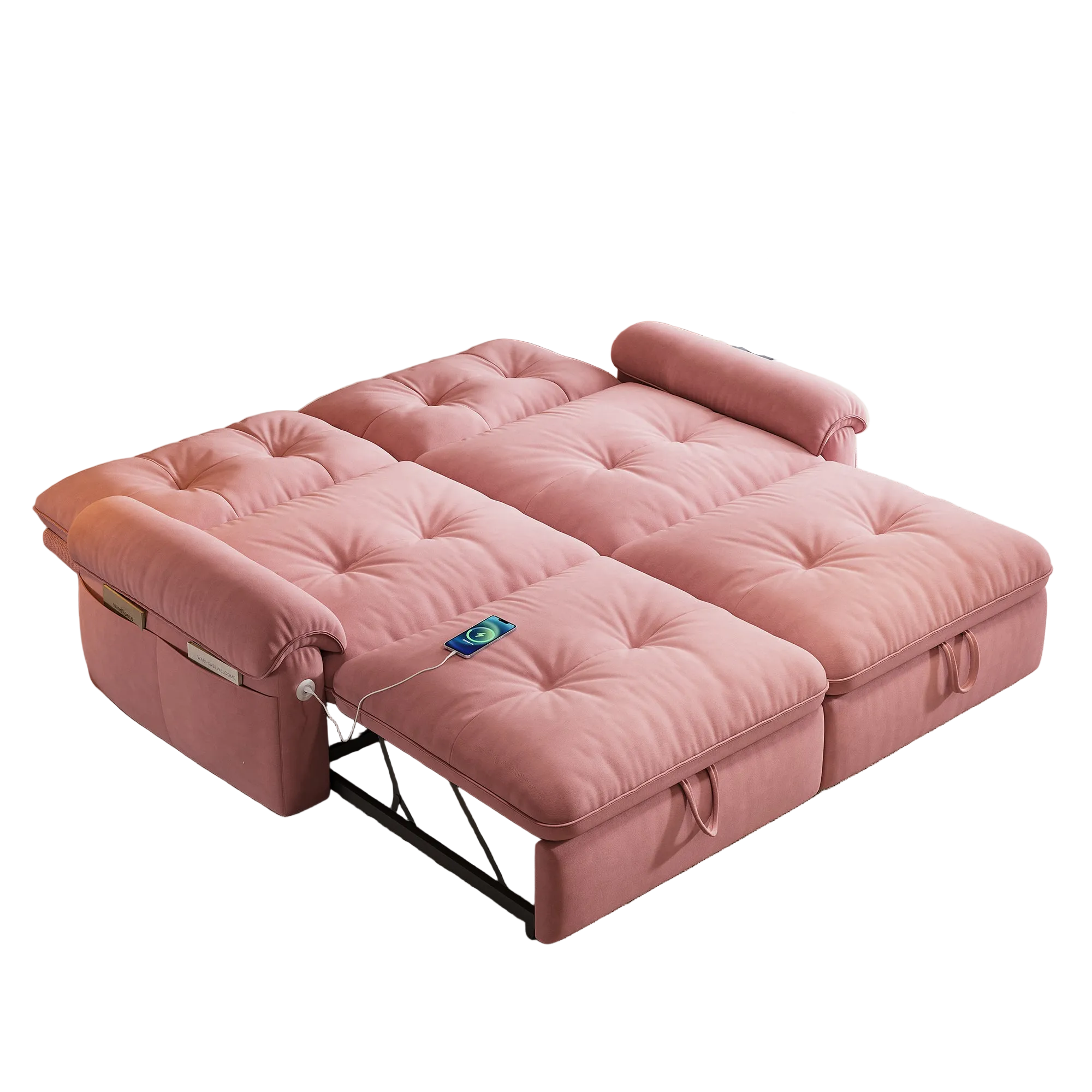 Hillcrest 77" Convertible Sofa Bed with Adjustable Backrest and Side Pockets