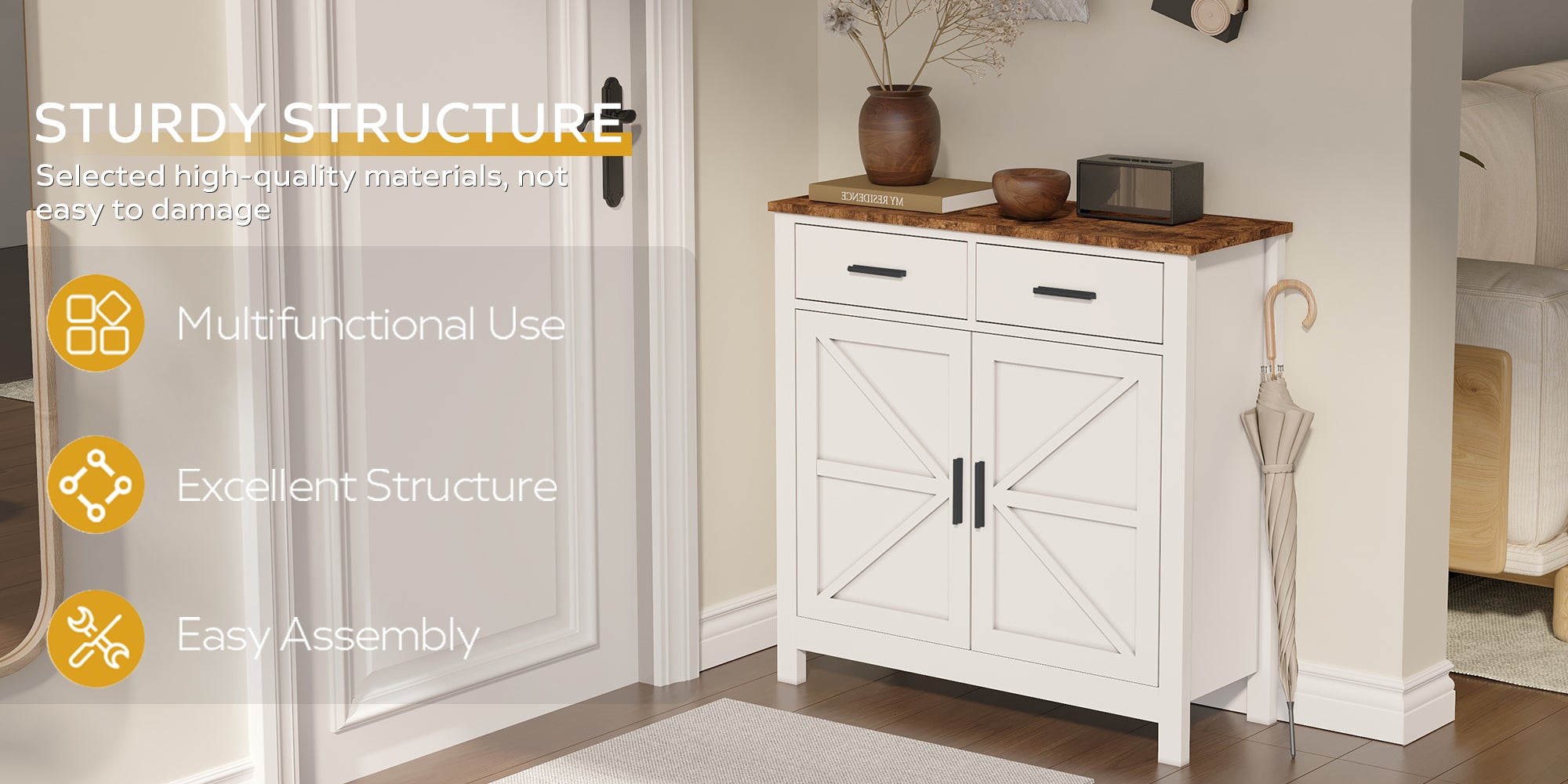 Turin Modern Farmhouse Buffet Storage Cabin