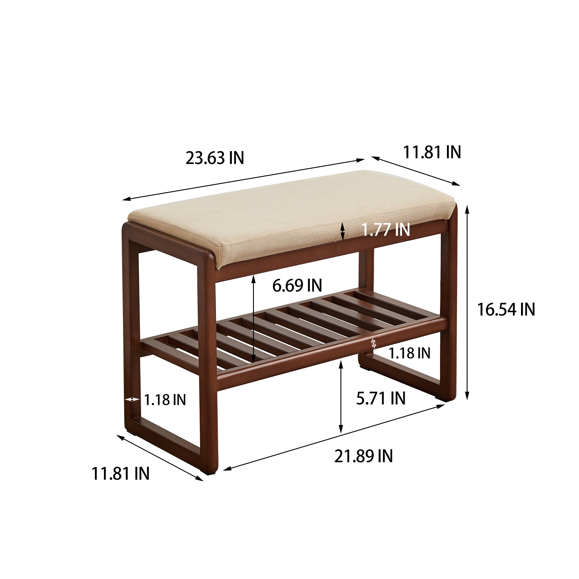 Dorset Solid Wood Shoe Bench Storage Rack Organizer