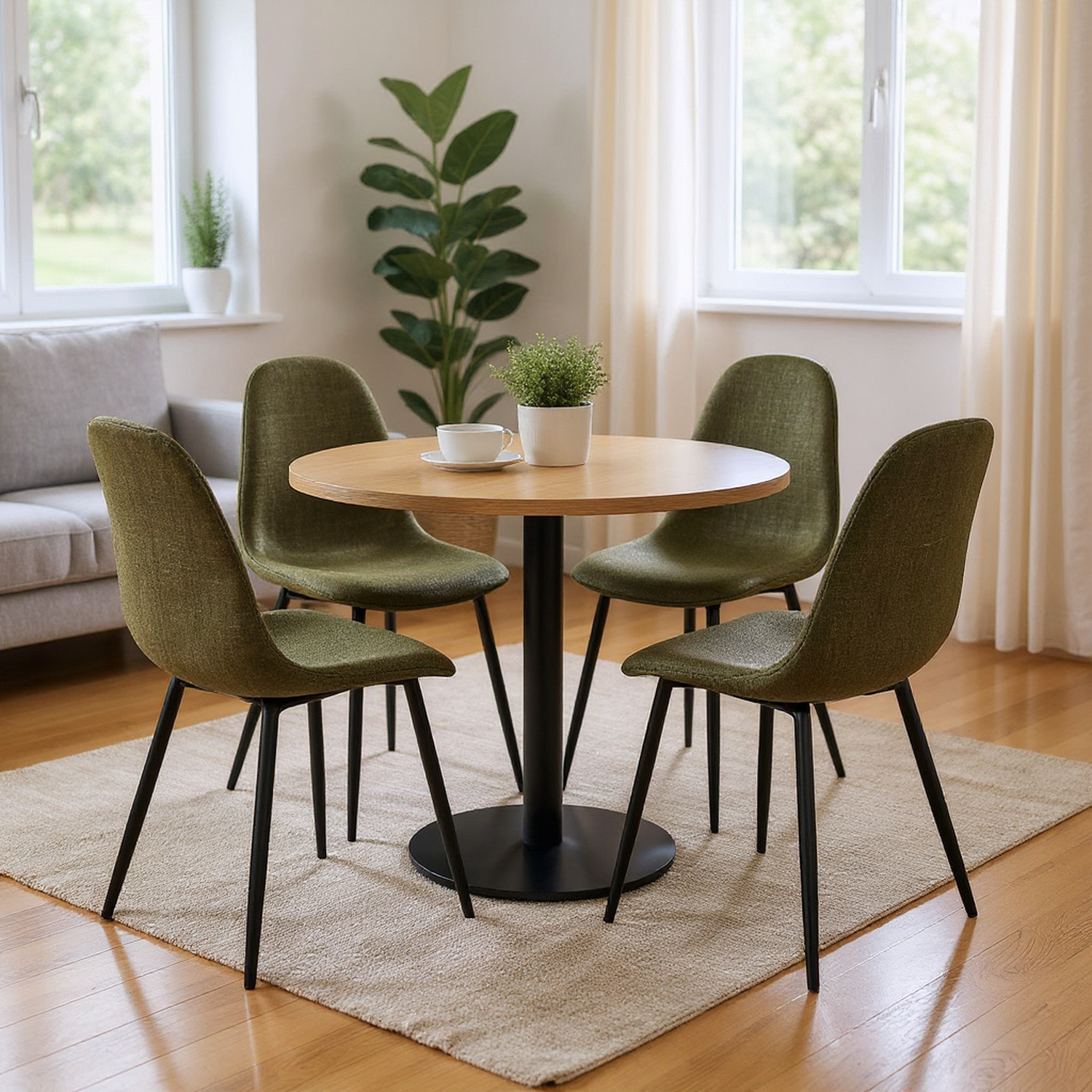 Charlton Tweed Fabric Scandinavian Dining Chair Set of 4