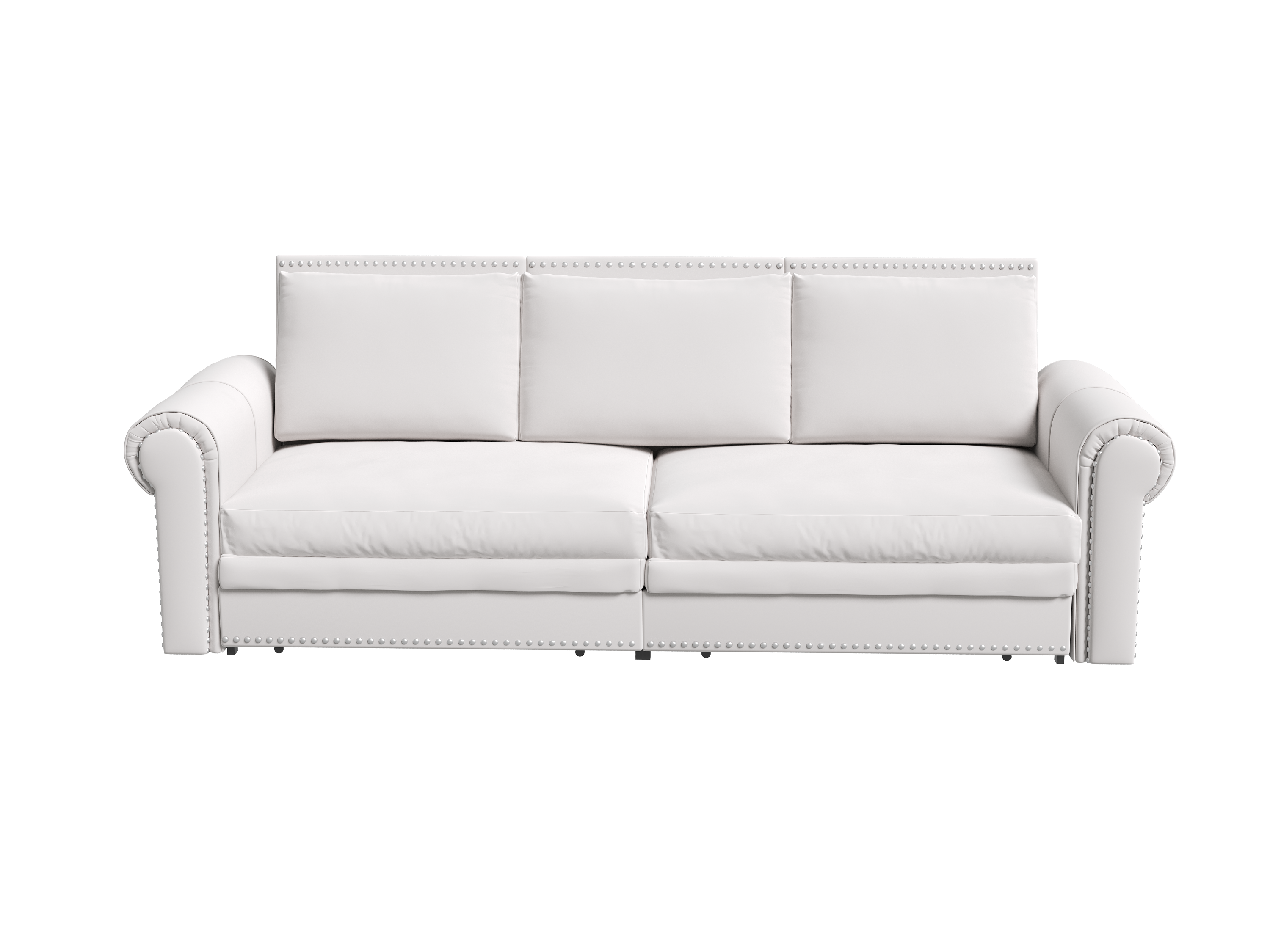 Chesterfield Sofa,93.7" King Pull Out Sofa Bed,3-in-1 Velvet Convertible Sleeper Sofa with Nailhead Trim & Rolled Arm,Multi-Functional Sofa Bed for Living Room,Bedroom,Beige/White(old sku:W1885S00036)