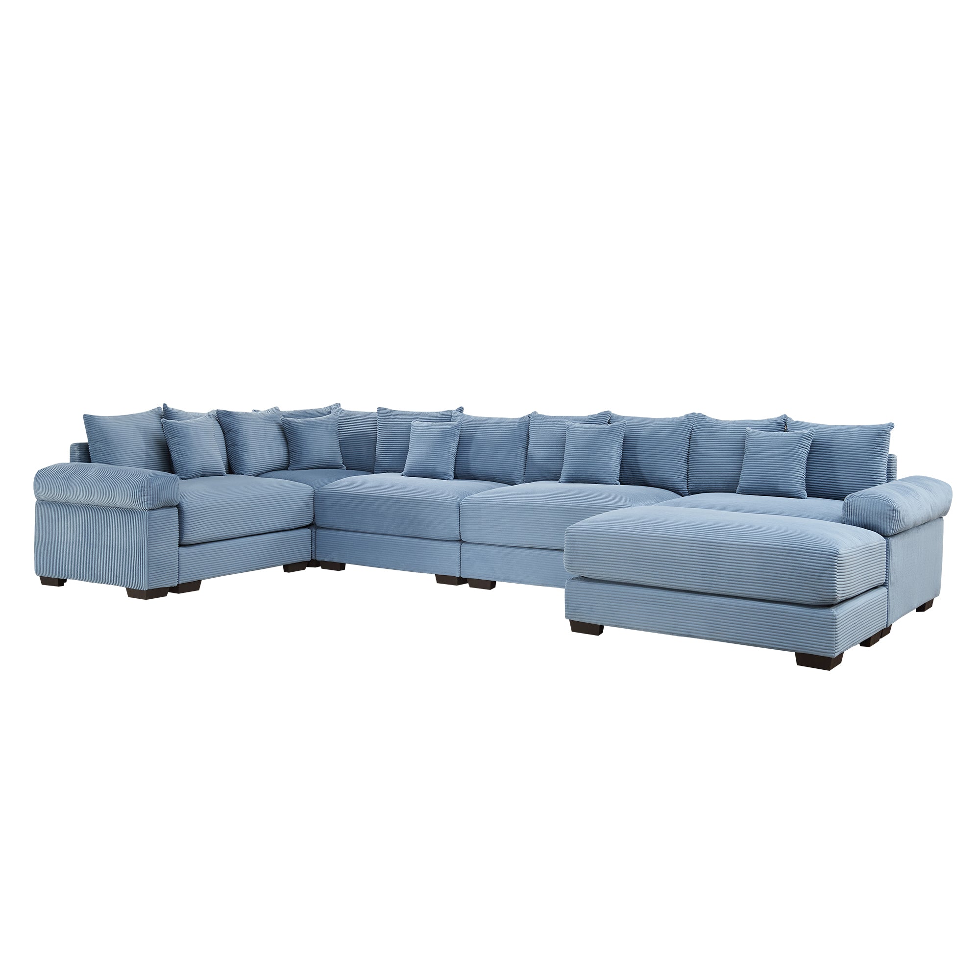 Albany 155" Modular Corduroy Oversized Cloud L-Shaped Sectional Sofa with Ottoman