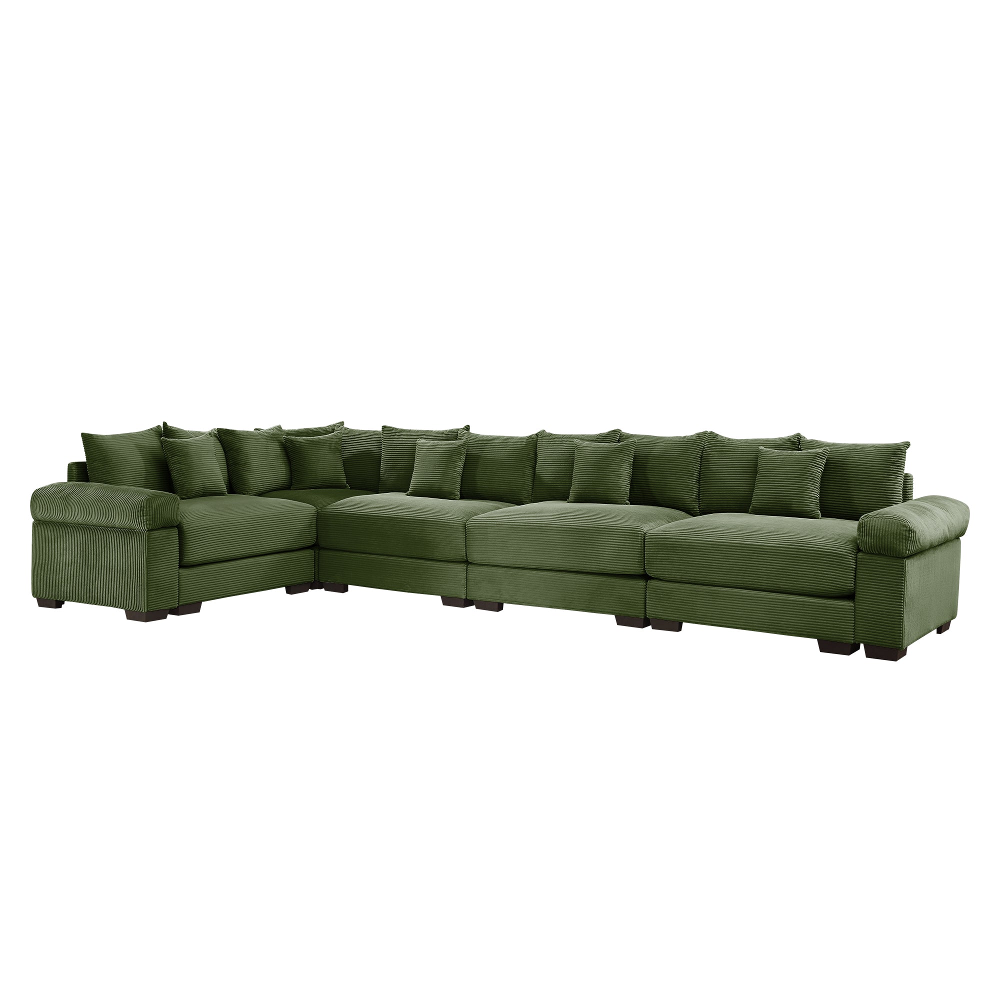 Albany 155" Modular Corduroy Oversized Cloud L-Shaped Sectional Sofa with Ottoman