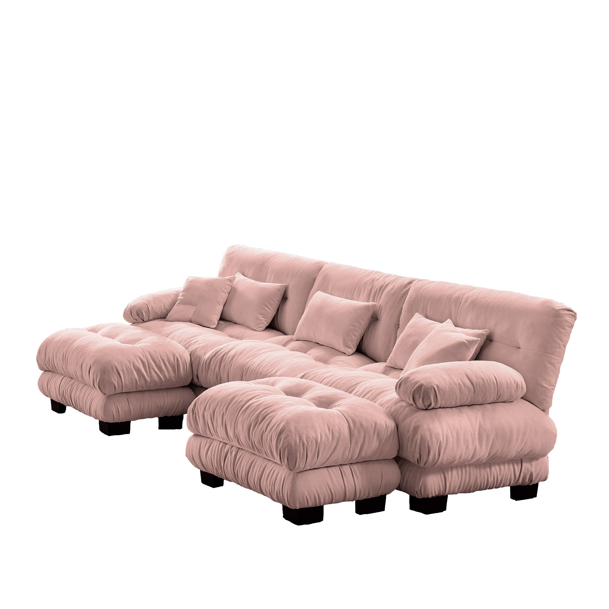 Monterey 134" Modular Chenille U-Shaped Cloud Sectional Sofa with 2 Ottomans