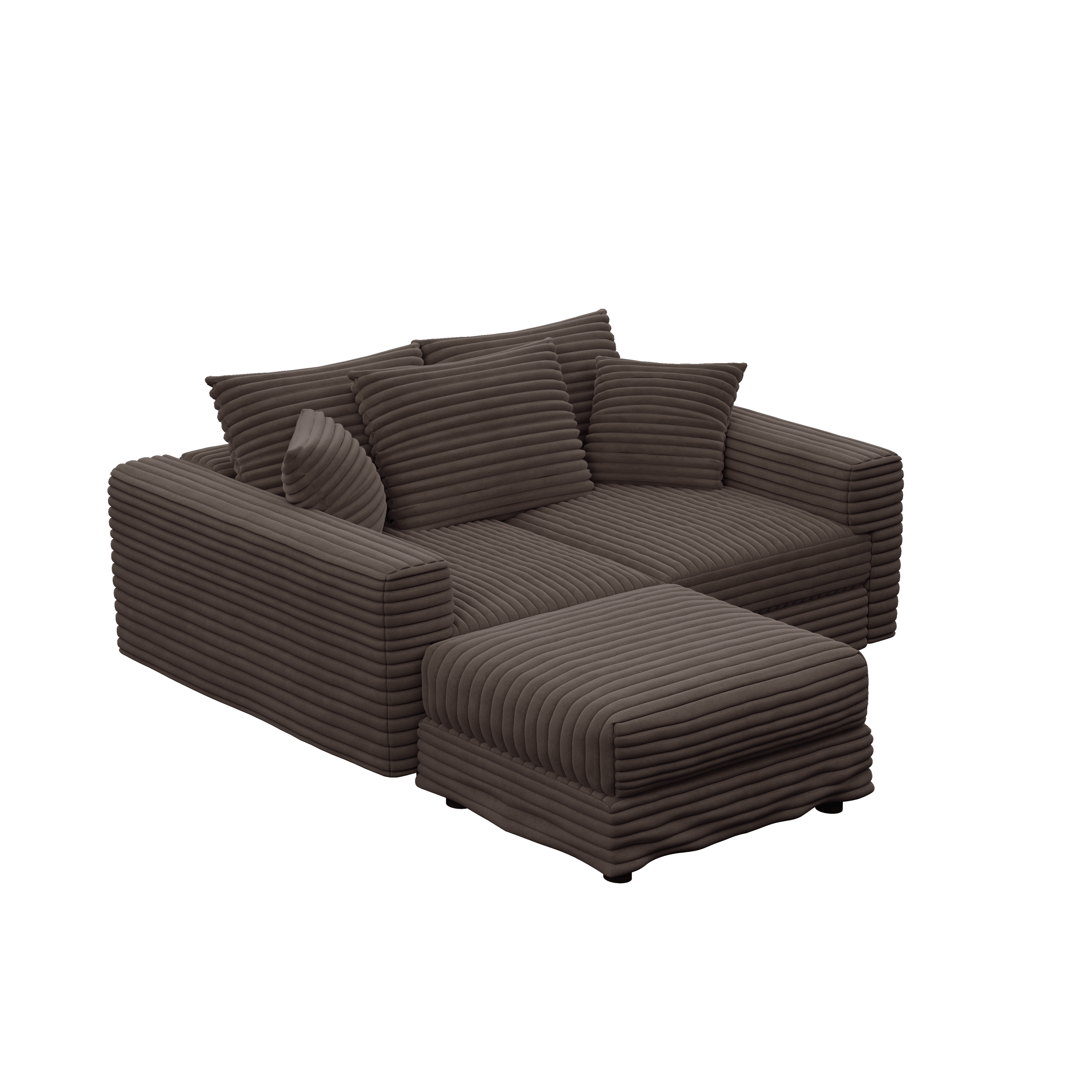 Norwalk 83" Modular Plush Corduroy L-Shaped Sectional Sofa with Movable Ottoman