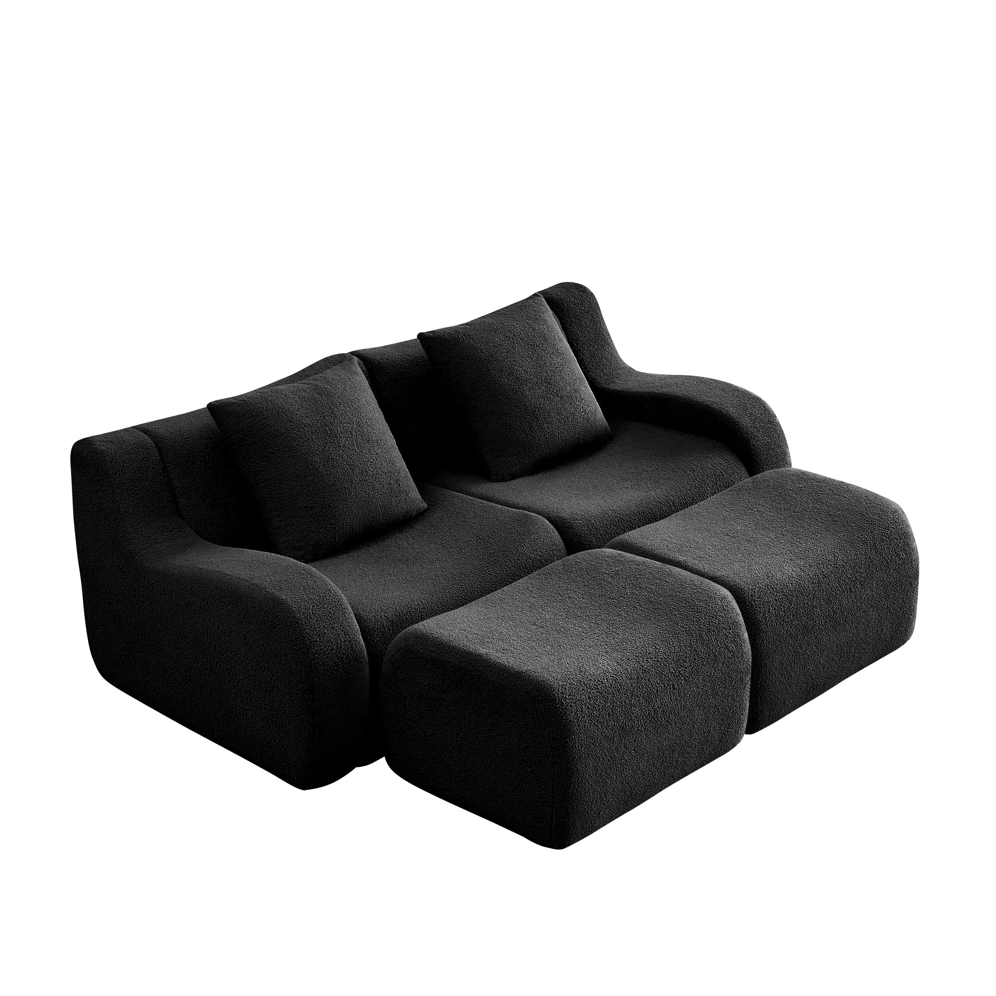Chico 83" Modular Soft Teddy Fabric Loveseat Sofa with Curved Armrests