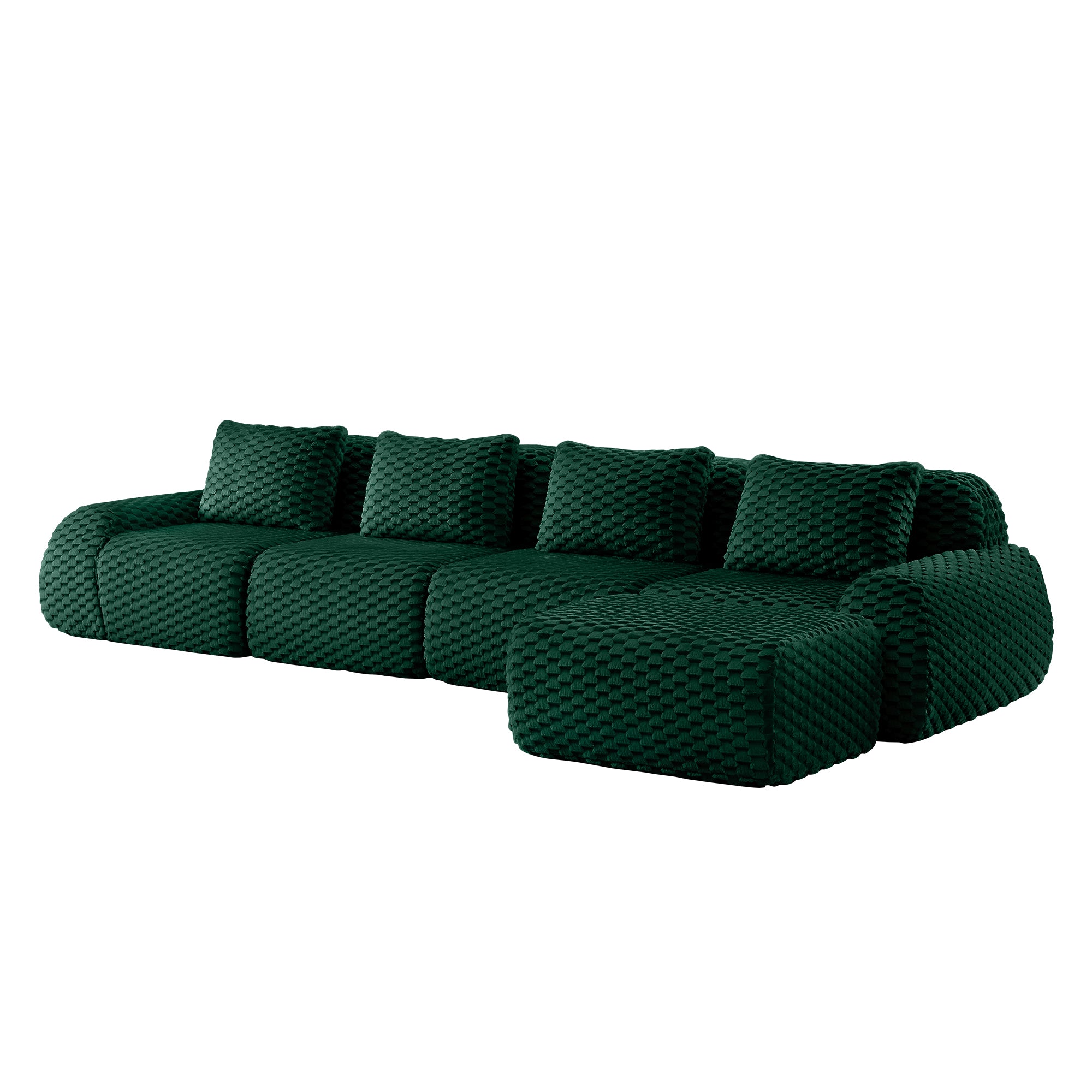 Olathe 146" Modular Flannelette Fabric L-Shaped Sectional Sofa with Movable Ottoman