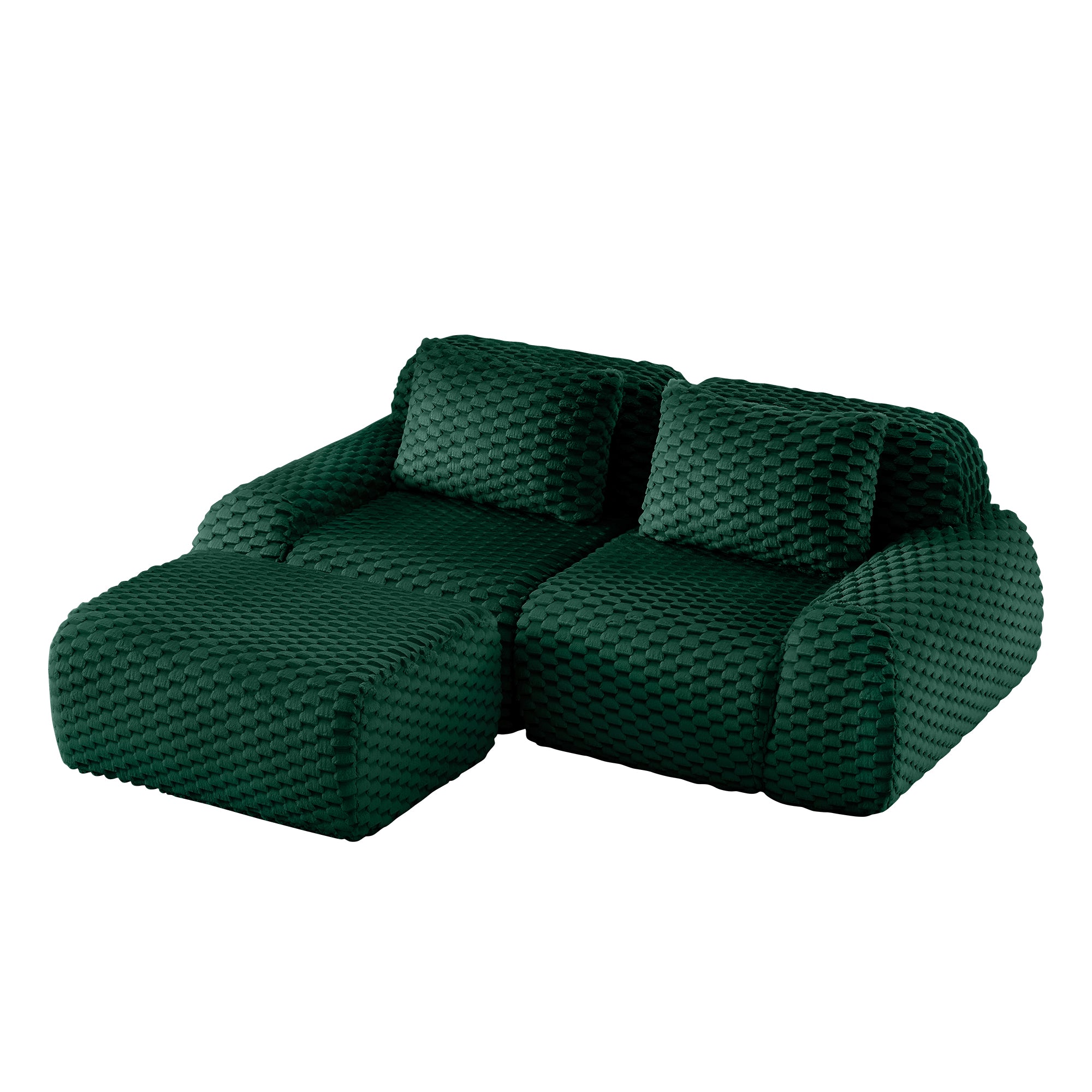 Olathe 82" Modular Flannelette Fabric L-Shaped Sectional Sofa with Movable Ottoman