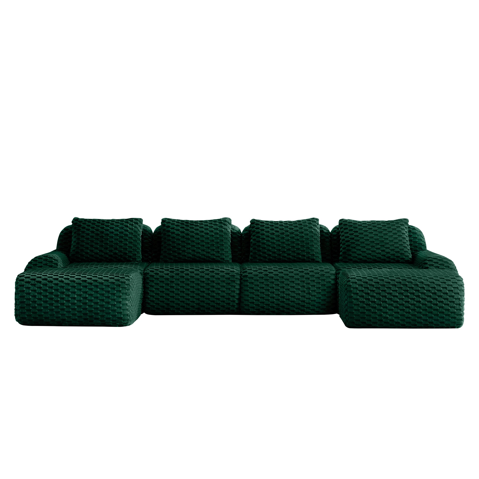 Olathe 146" Modular Flannelette Fabric U-Shaped Sectional Sofa with Movable Ottomans