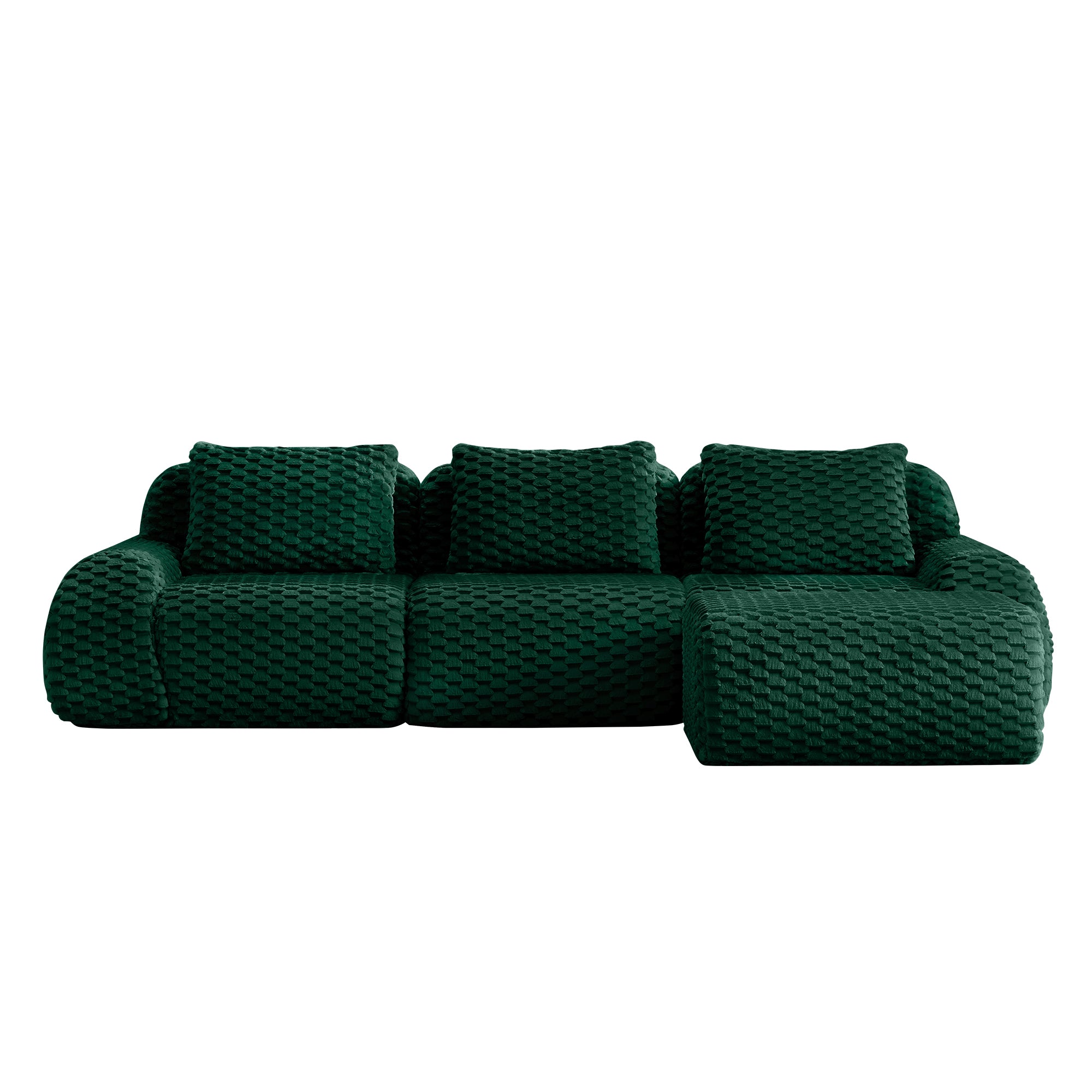 Olathe 114" Modular Flannelette Fabric L-Shaped Sectional Sofa with Movable Ottoman